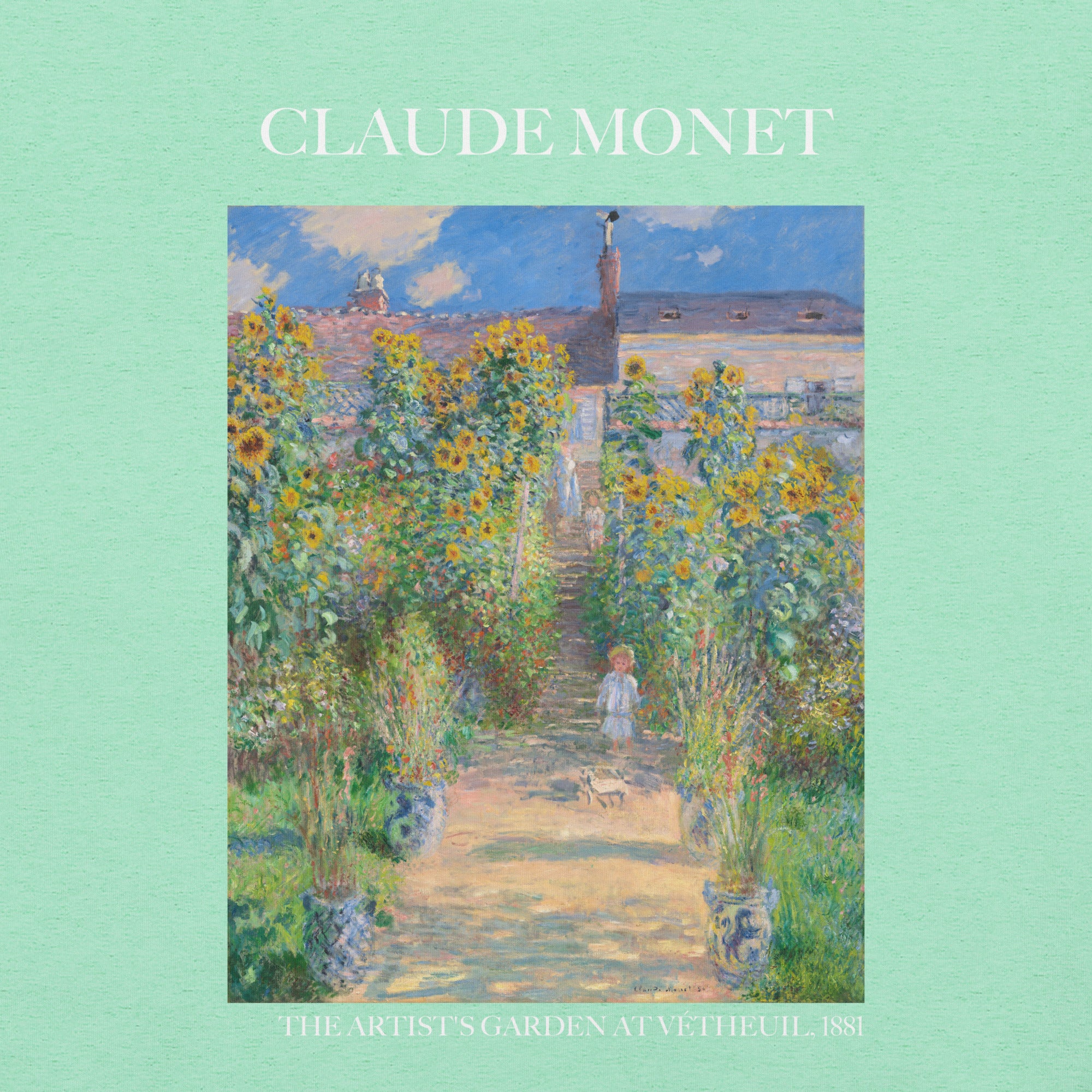 Claude Monet 'De tuin van de kunstenaar in Vétheuil' Beroemd schilderij T-shirt | Unisex klassiek kunst-T-shirt