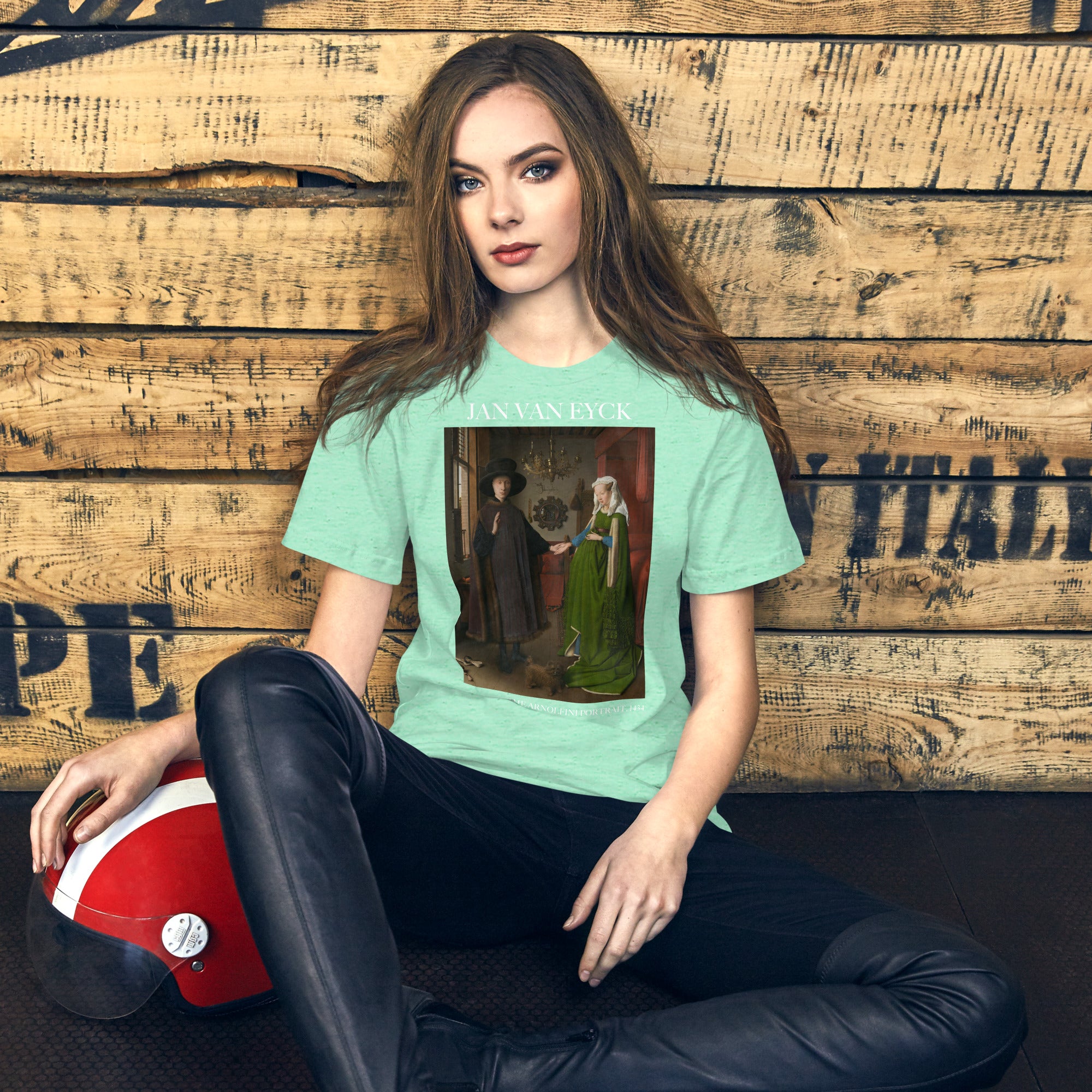 Jan van Eyck 'Het portret van Arnolfini' ("The Arnolfini Portrait") Beroemd Schilderij T-Shirt | Unisex Klassiek Kunst T-shirt