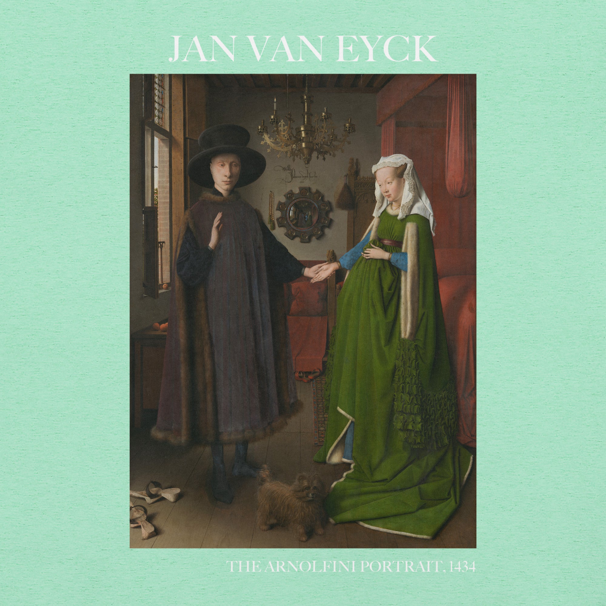 Jan van Eyck 'Het portret van Arnolfini' ("The Arnolfini Portrait") Beroemd Schilderij T-Shirt | Unisex Klassiek Kunst T-shirt