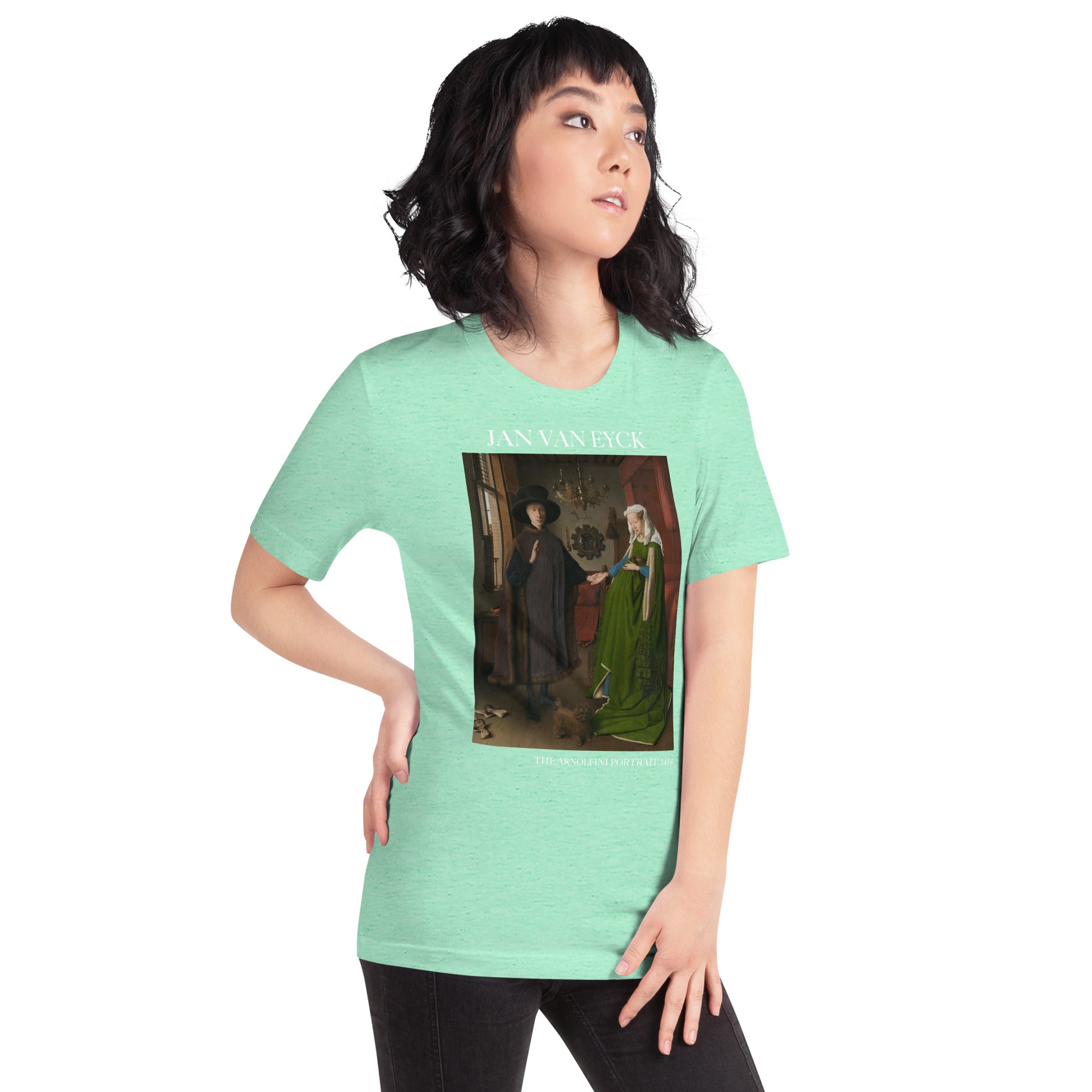 Jan van Eyck 'Het portret van Arnolfini' ("The Arnolfini Portrait") Beroemd Schilderij T-Shirt | Unisex Klassiek Kunst T-shirt