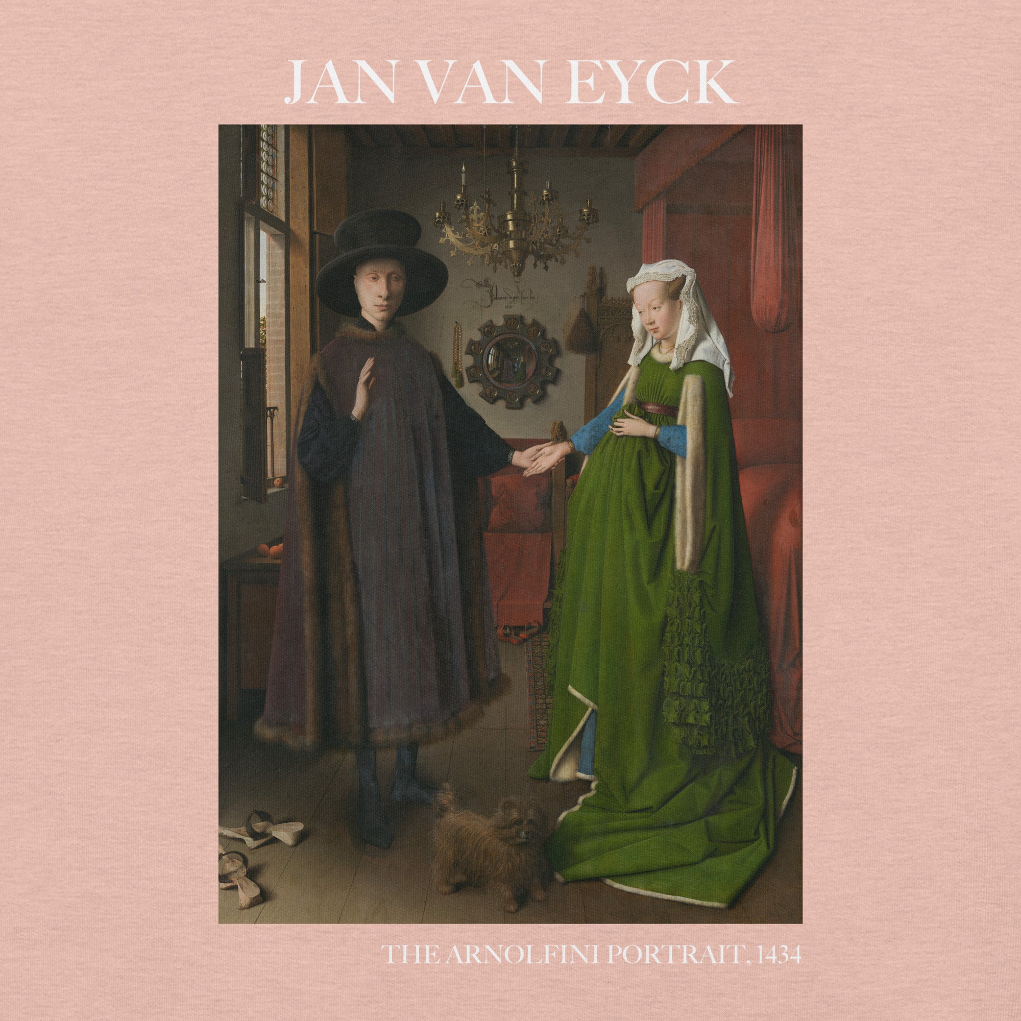 Jan van Eyck 'Het portret van Arnolfini' ("The Arnolfini Portrait") Beroemd Schilderij T-Shirt | Unisex Klassiek Kunst T-shirt