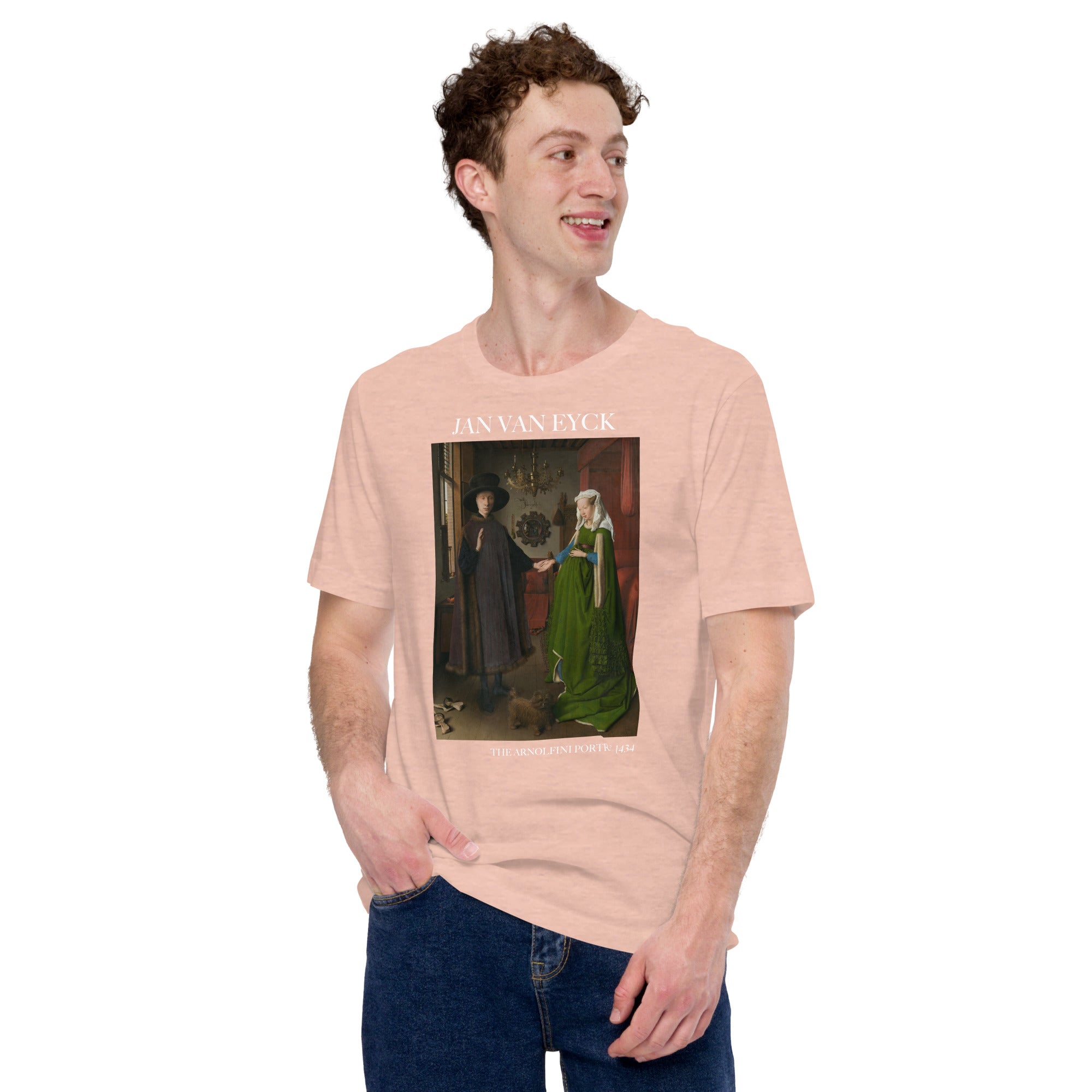 Jan van Eyck 'Het portret van Arnolfini' ("The Arnolfini Portrait") Beroemd Schilderij T-Shirt | Unisex Klassiek Kunst T-shirt