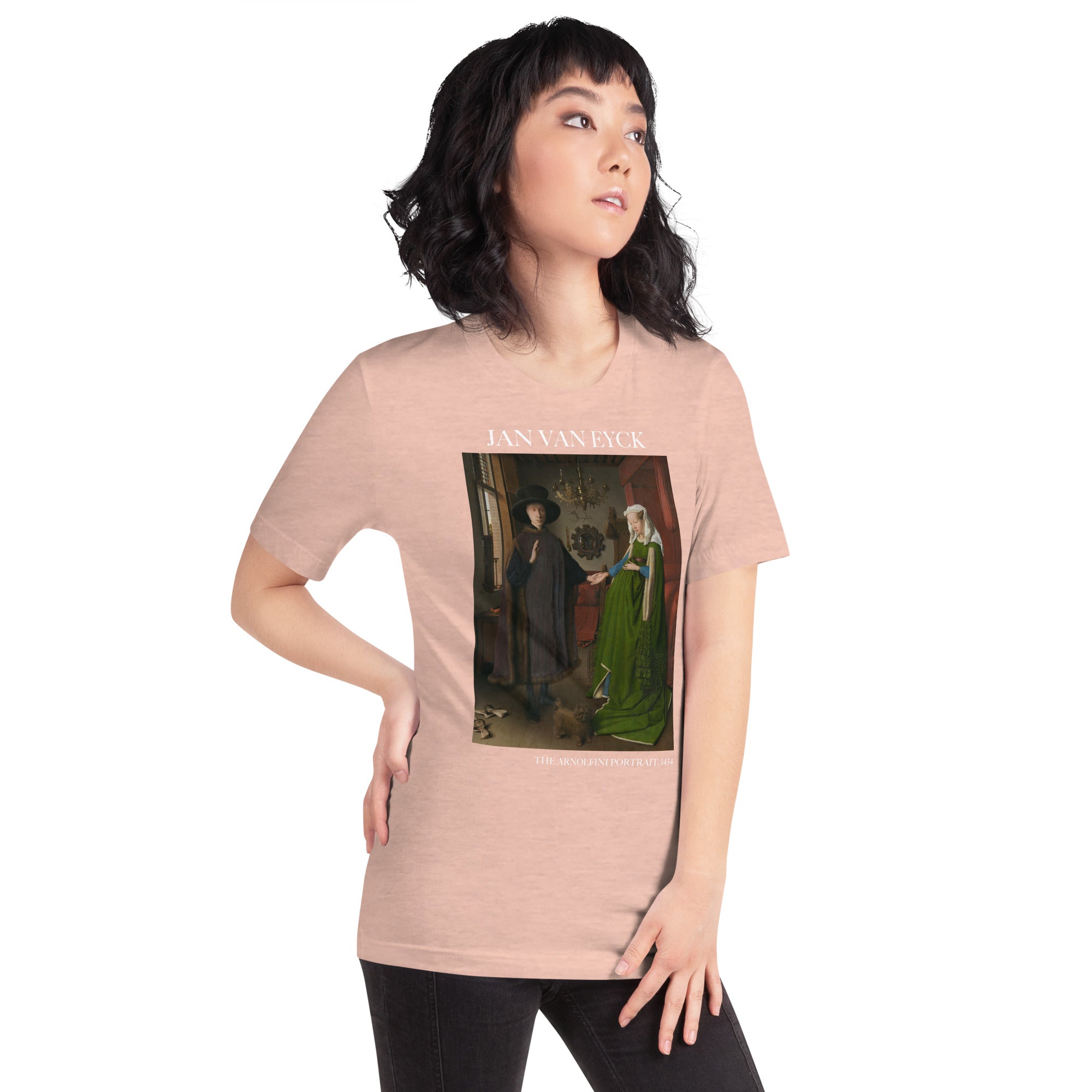 Jan van Eyck 'Het portret van Arnolfini' ("The Arnolfini Portrait") Beroemd Schilderij T-Shirt | Unisex Klassiek Kunst T-shirt