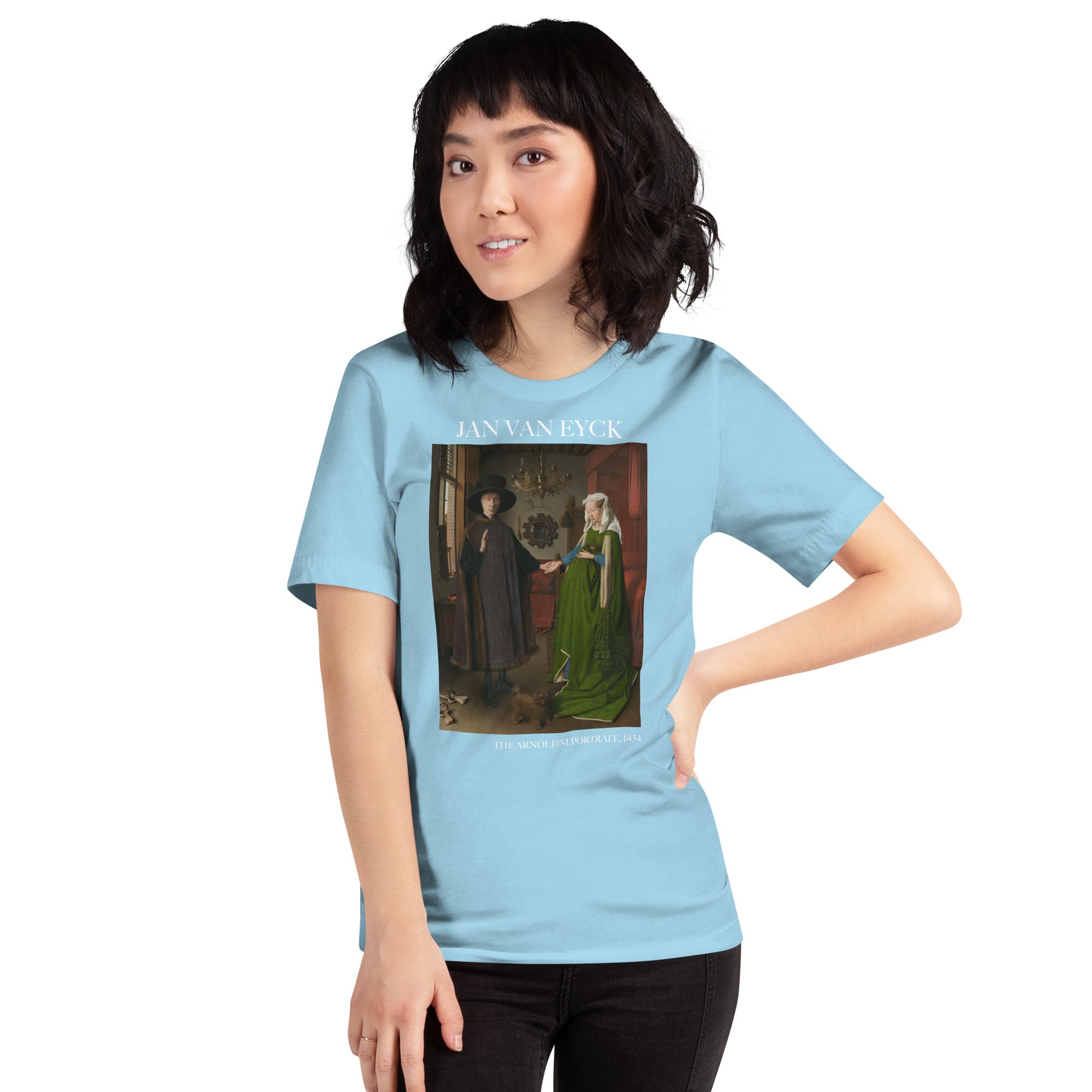 Jan van Eyck 'Het portret van Arnolfini' ("The Arnolfini Portrait") Beroemd Schilderij T-Shirt | Unisex Klassiek Kunst T-shirt
