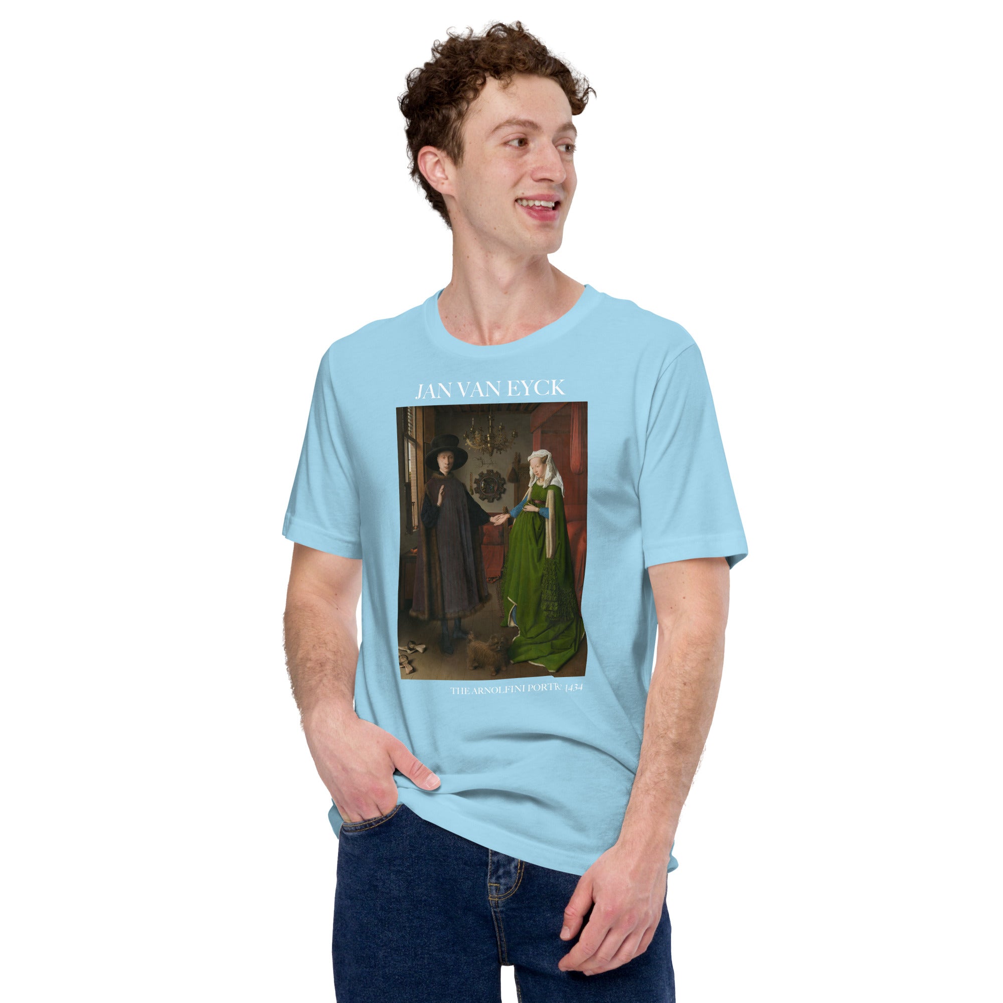 Jan van Eyck 'Het portret van Arnolfini' ("The Arnolfini Portrait") Beroemd Schilderij T-Shirt | Unisex Klassiek Kunst T-shirt