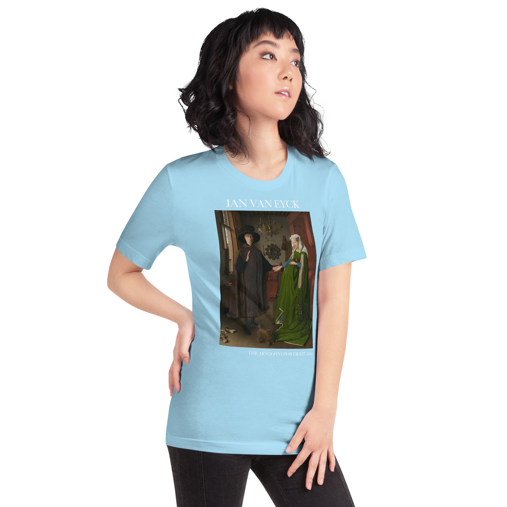 Jan van Eyck 'Het portret van Arnolfini' ("The Arnolfini Portrait") Beroemd Schilderij T-Shirt | Unisex Klassiek Kunst T-shirt