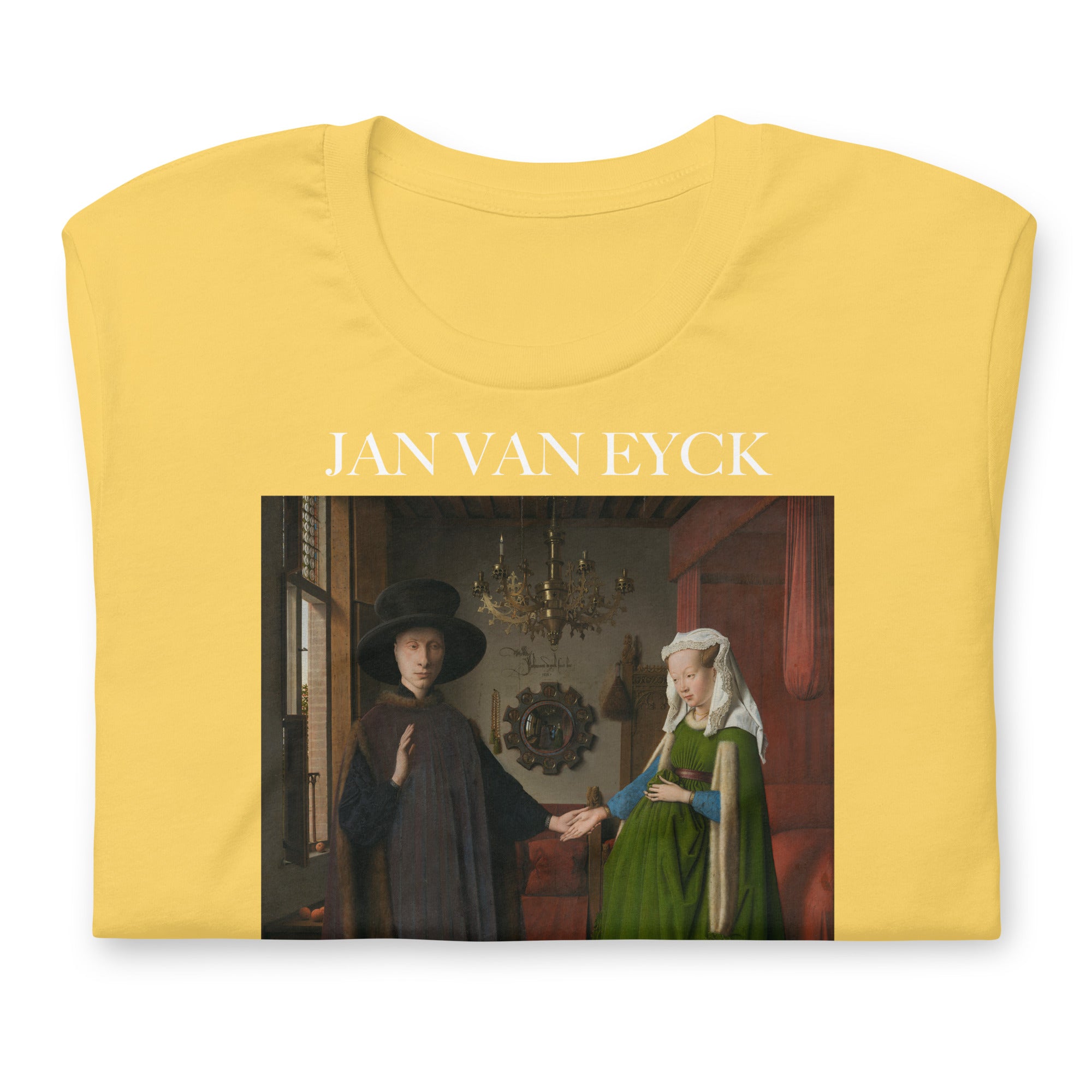 Jan van Eyck 'Het portret van Arnolfini' ("The Arnolfini Portrait") Beroemd Schilderij T-Shirt | Unisex Klassiek Kunst T-shirt