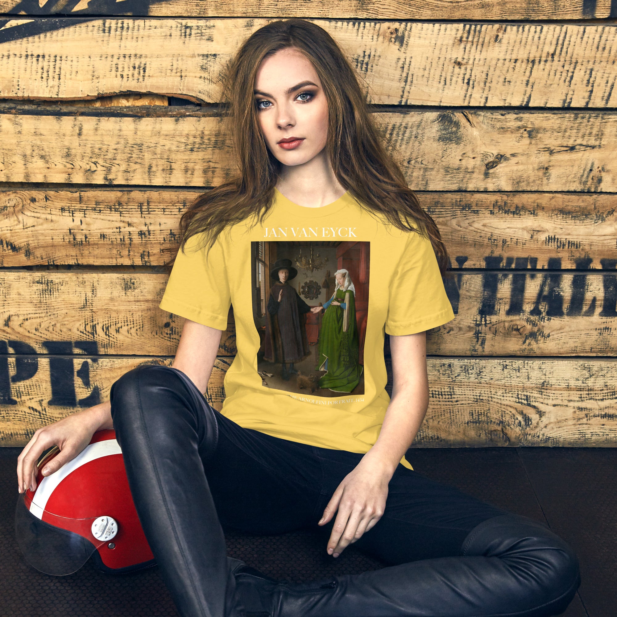 Jan van Eyck 'Het portret van Arnolfini' ("The Arnolfini Portrait") Beroemd Schilderij T-Shirt | Unisex Klassiek Kunst T-shirt