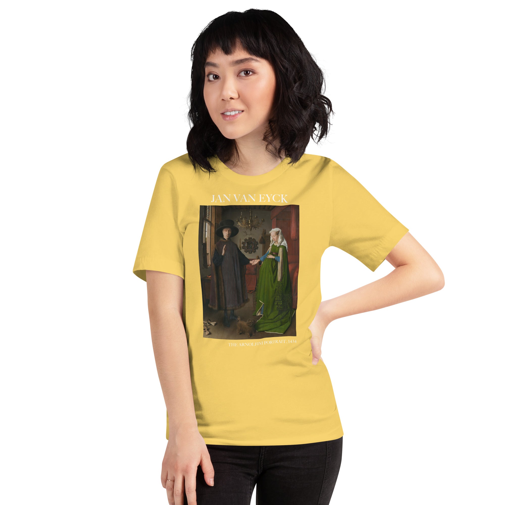 Jan van Eyck 'Het portret van Arnolfini' ("The Arnolfini Portrait") Beroemd Schilderij T-Shirt | Unisex Klassiek Kunst T-shirt