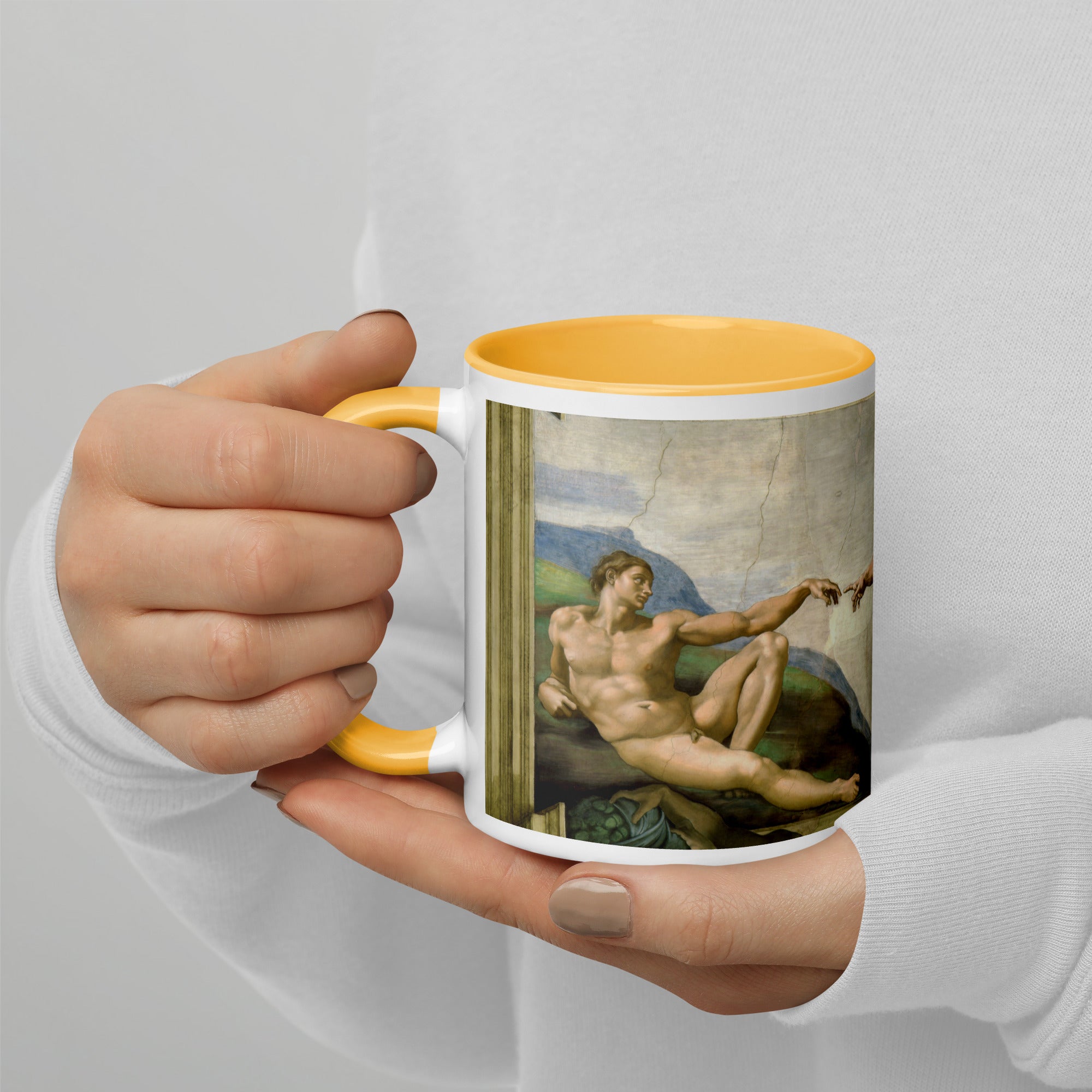 Keramiktasse „Die Erschaffung Adams“ von Michelangelo, berühmtes Gemälde | Hochwertige Kunsttasse