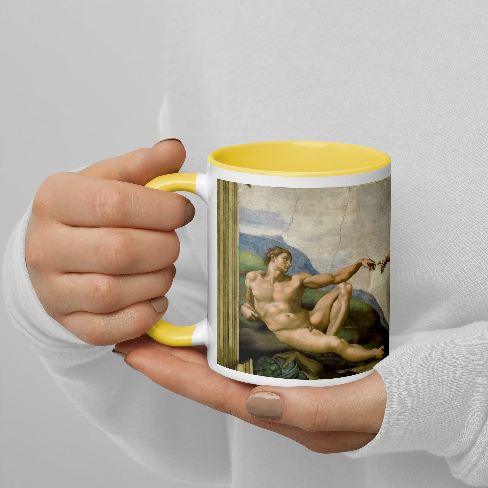 Keramiktasse „Die Erschaffung Adams“ von Michelangelo, berühmtes Gemälde | Hochwertige Kunsttasse