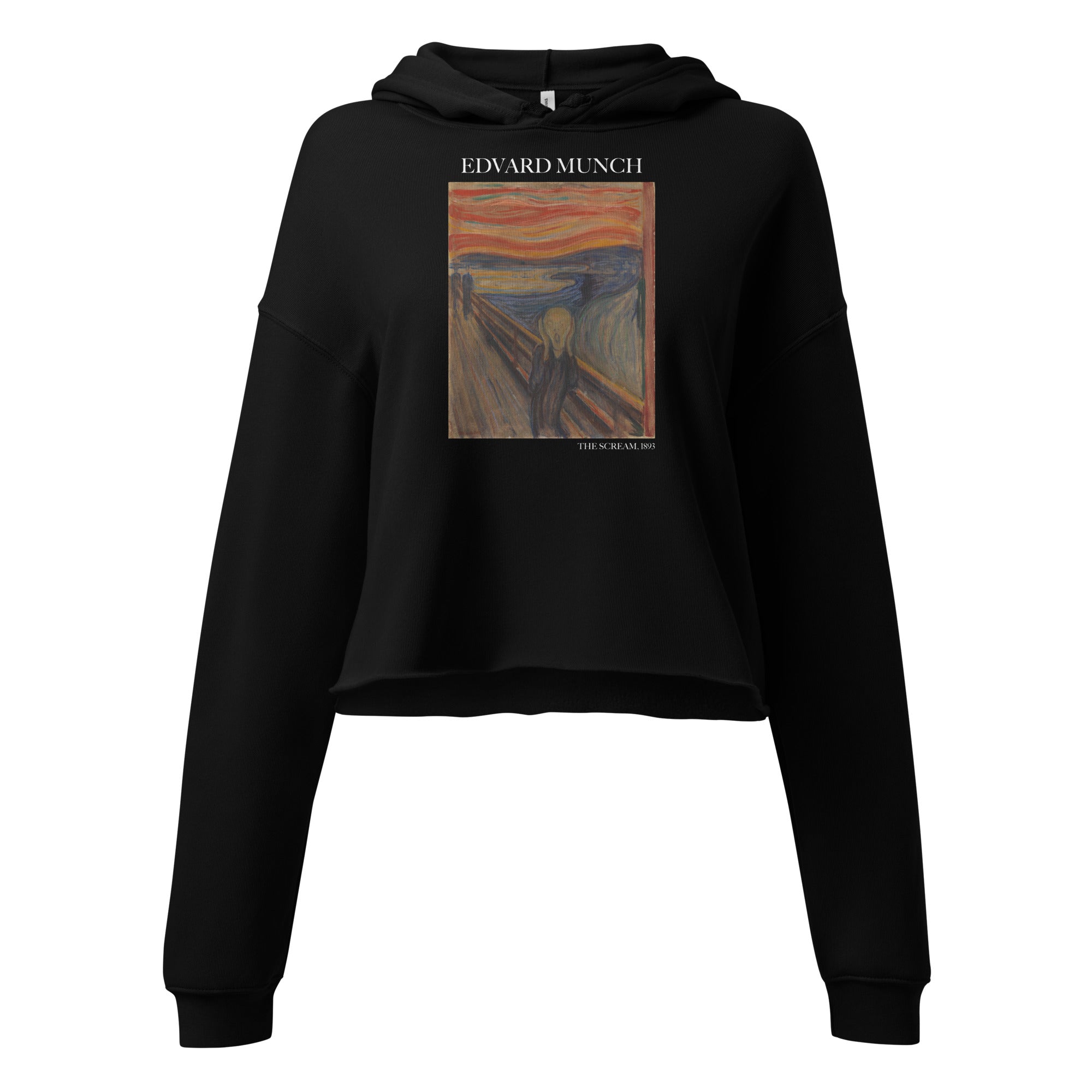 Edvard Munch 'The Scream' beroemde schilderij bijgesneden hoodie | Premium kunst bijgesneden hoodie