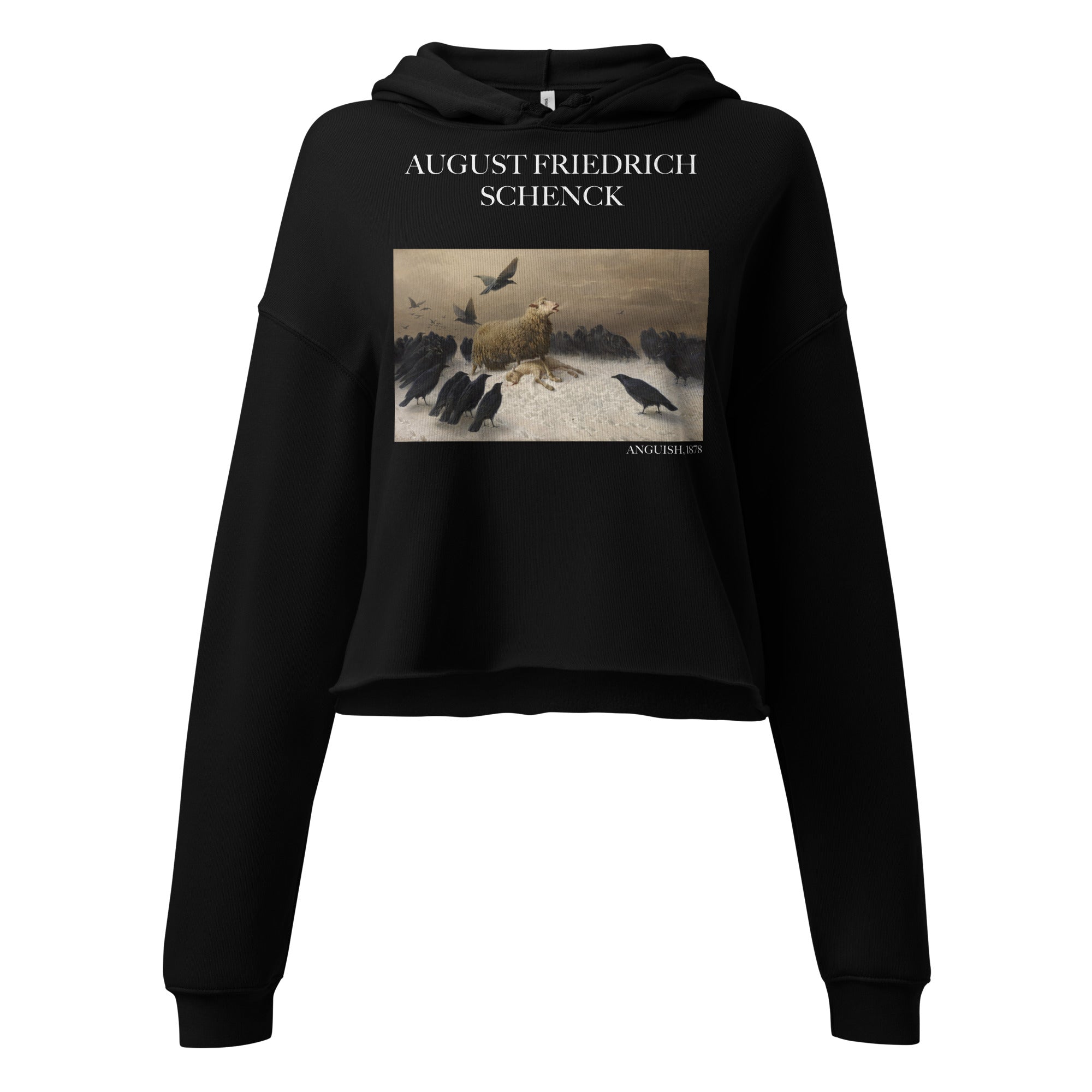 August Friedrich Schenck 'Anguish' Famous Painting Cropped Hoodie | Premium Art Cropped Hoodie
