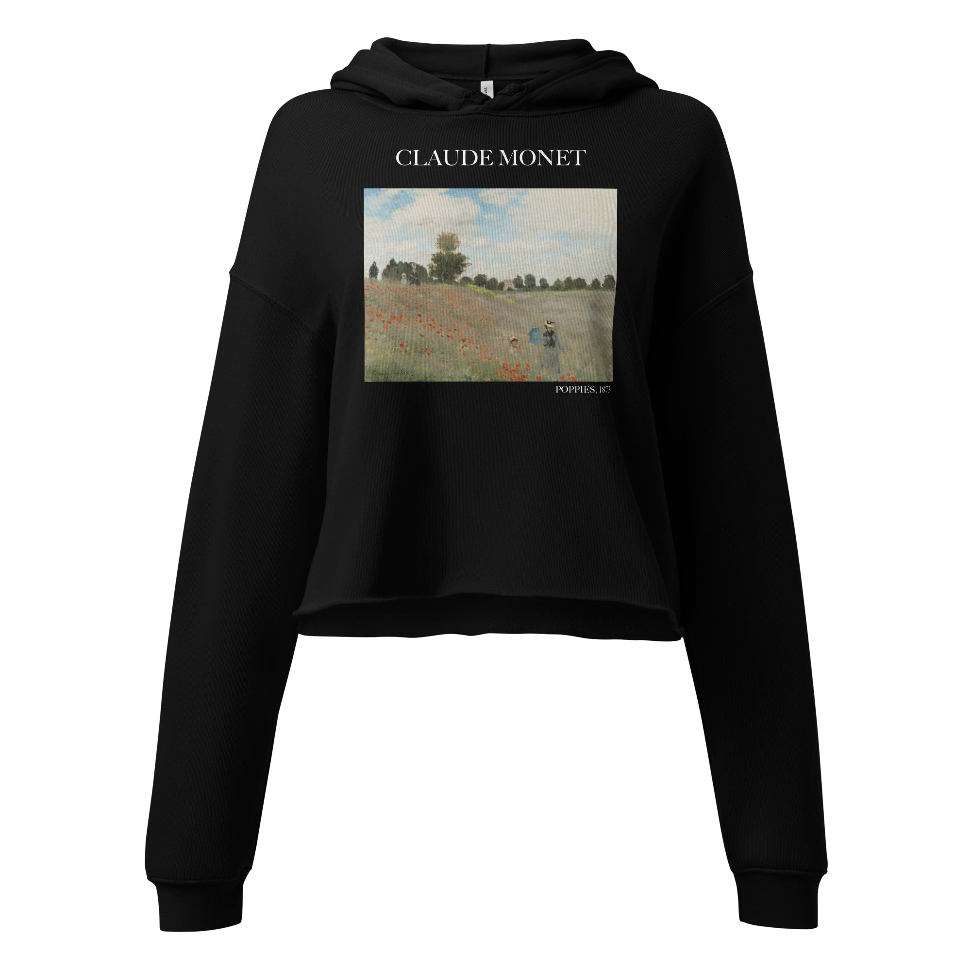 Claude Monet 'Poppies' Famous Painting Cropped Hoodie | Premium Art Cropped Hoodie