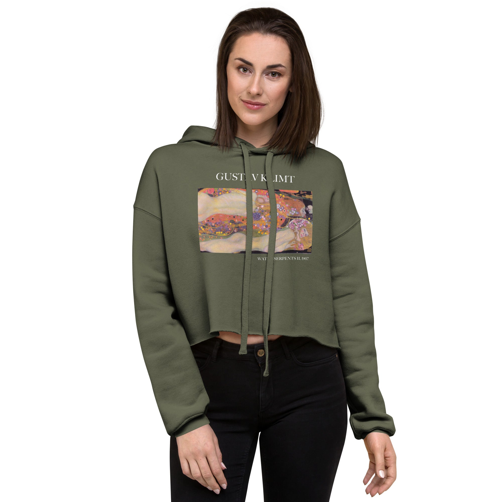 Gustav Klimt „Wasserschlangen II“ Berühmtes Gemälde Kurzer Hoodie | Premium Art Kurzer Hoodie