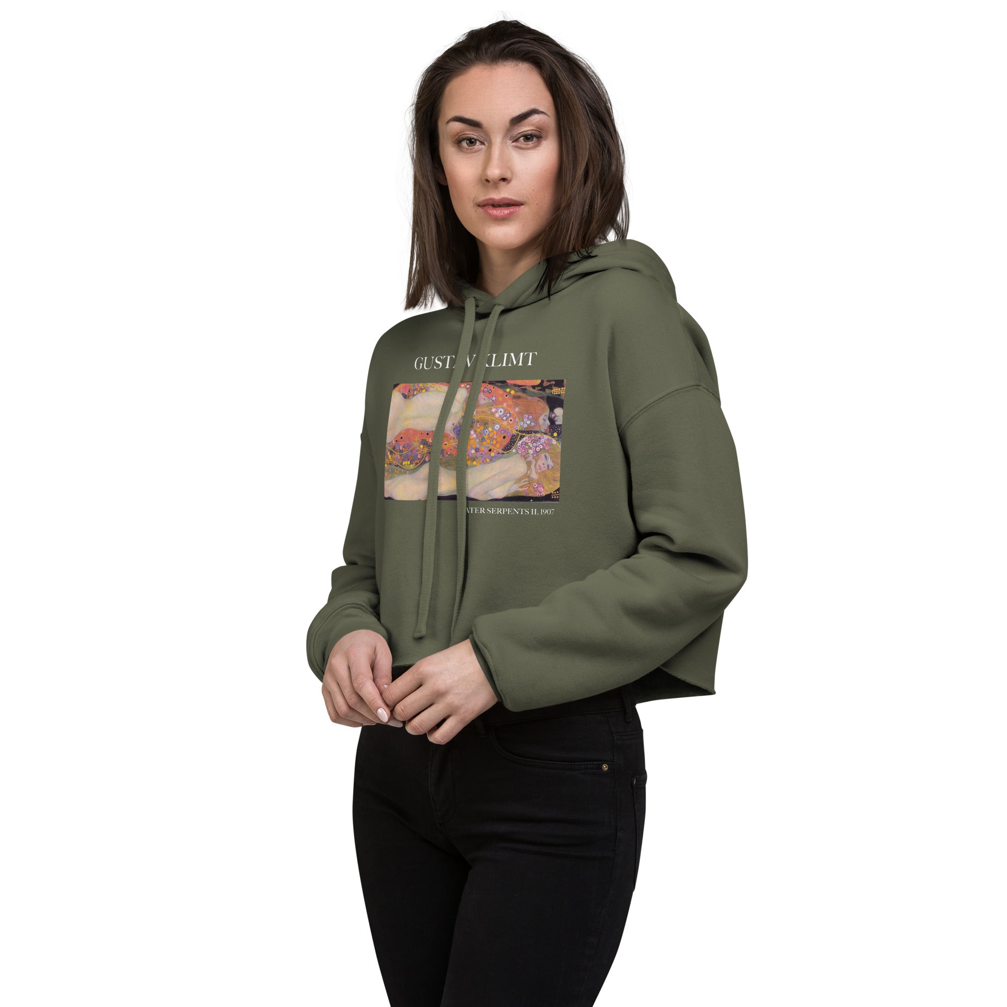 Gustav Klimt „Wasserschlangen II“ Berühmtes Gemälde Kurzer Hoodie | Premium Art Kurzer Hoodie