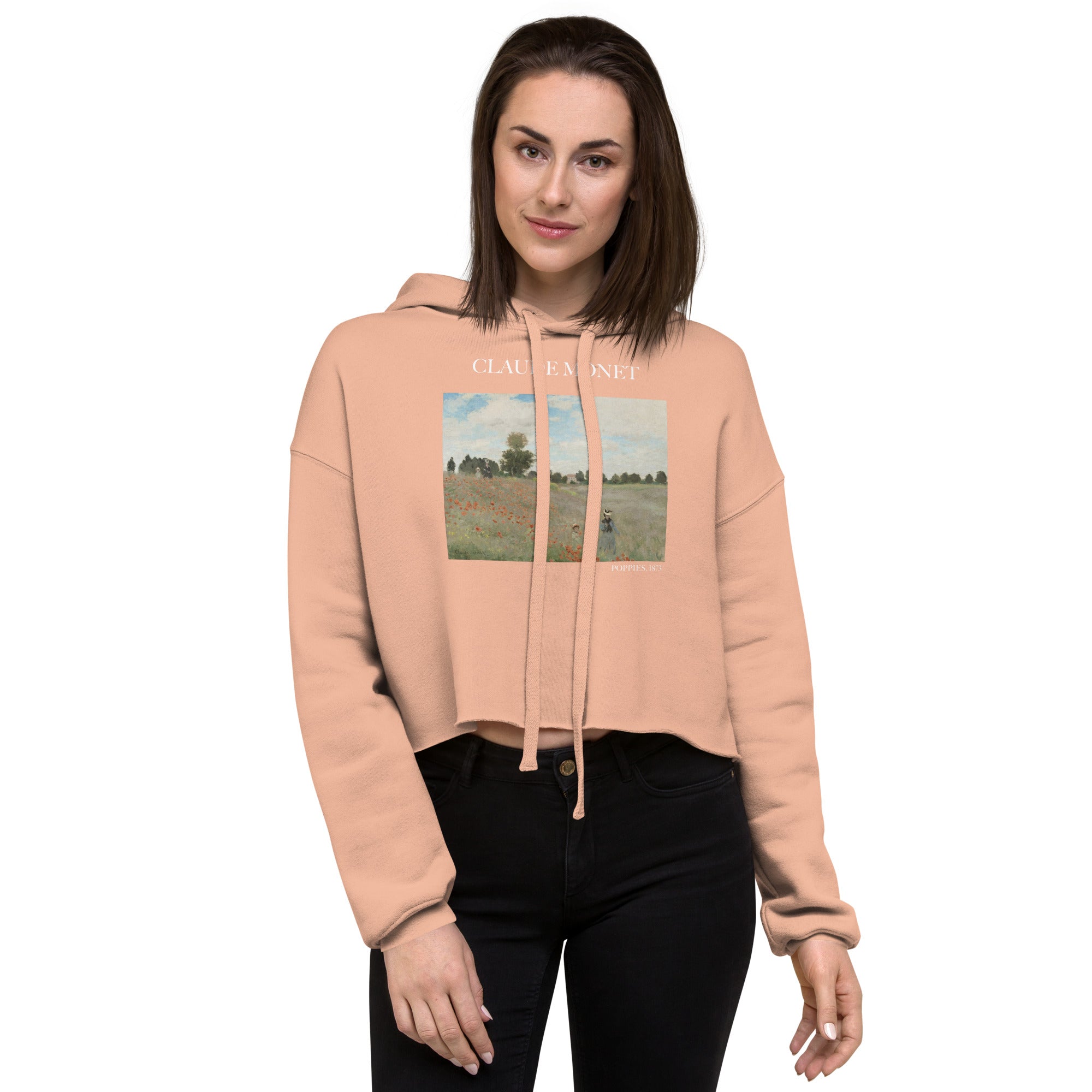 Claude Monet 'Poppies' Famous Painting Cropped Hoodie | Premium Art Cropped Hoodie
