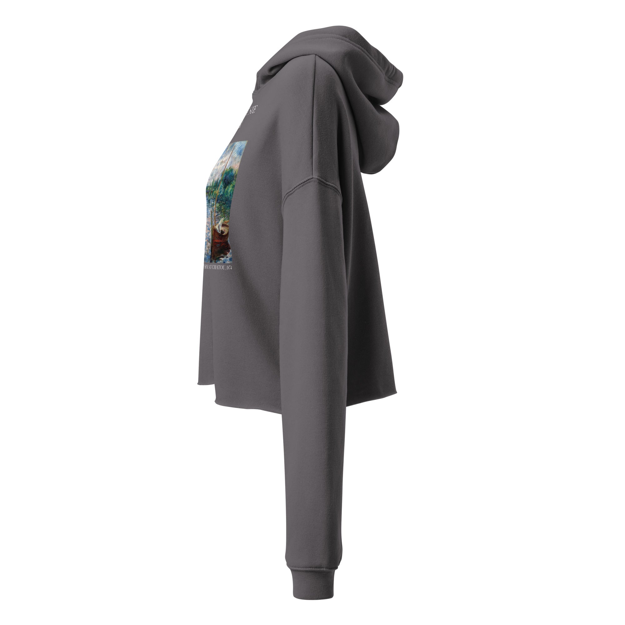 Pierre-Auguste Renoir 'The Seine at Chatou' Famous Painting Cropped Hoodie | Premium Art Cropped Hoodie