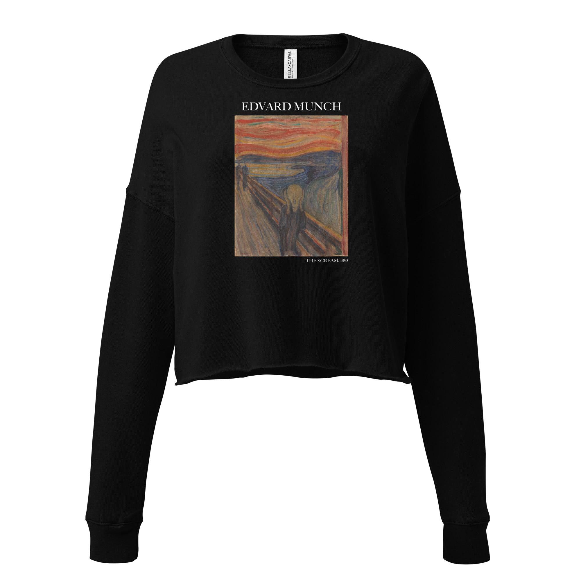 Edvard Munch 'The Scream' beroemd schilderij bijgesneden sweatshirt | Premium kunst bijgesneden sweatshirt