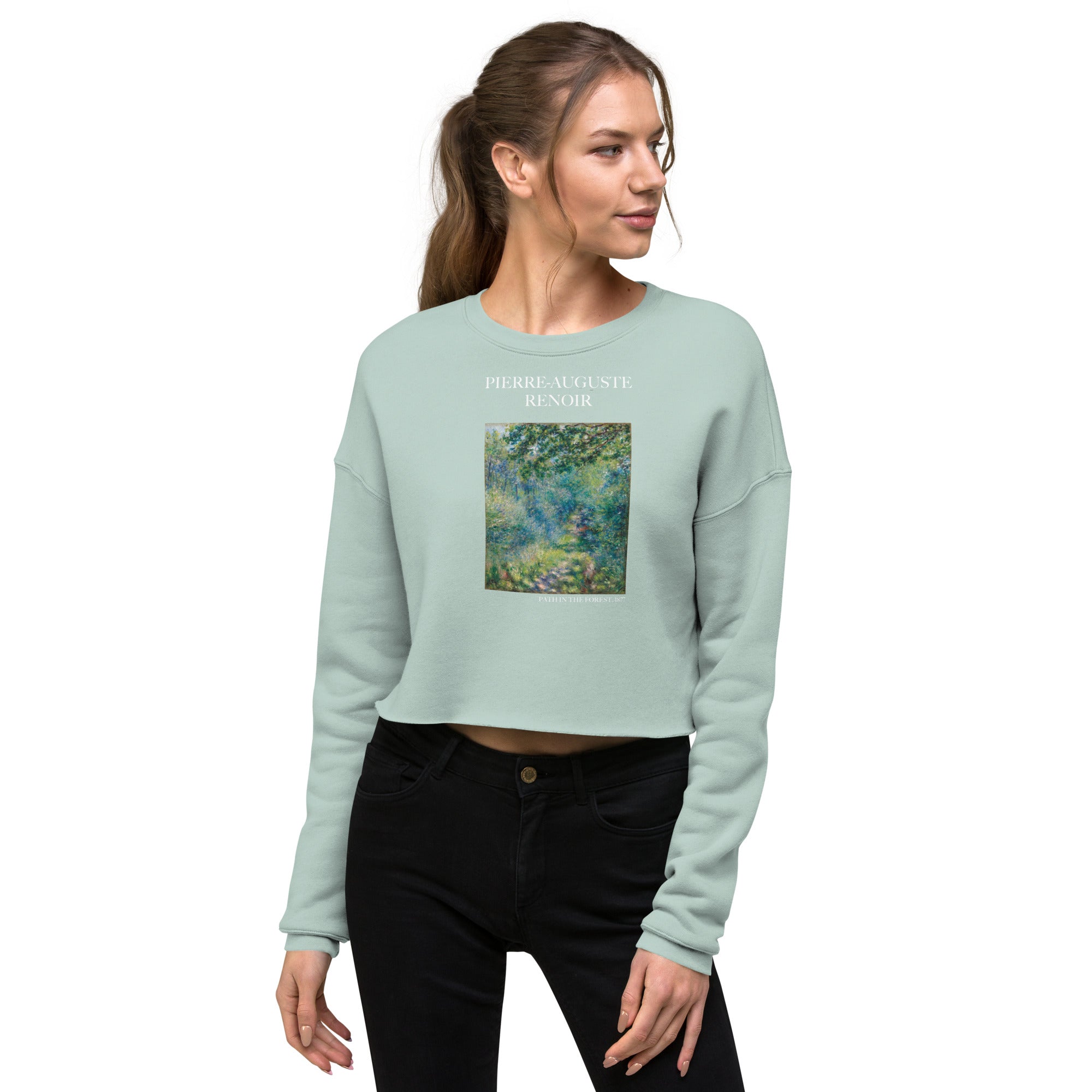 Pierre-Auguste Renoir – Kurzes Sweatshirt „Weg im Wald“ – berühmtes Gemälde – Premium-Kunst-Kurzpullover