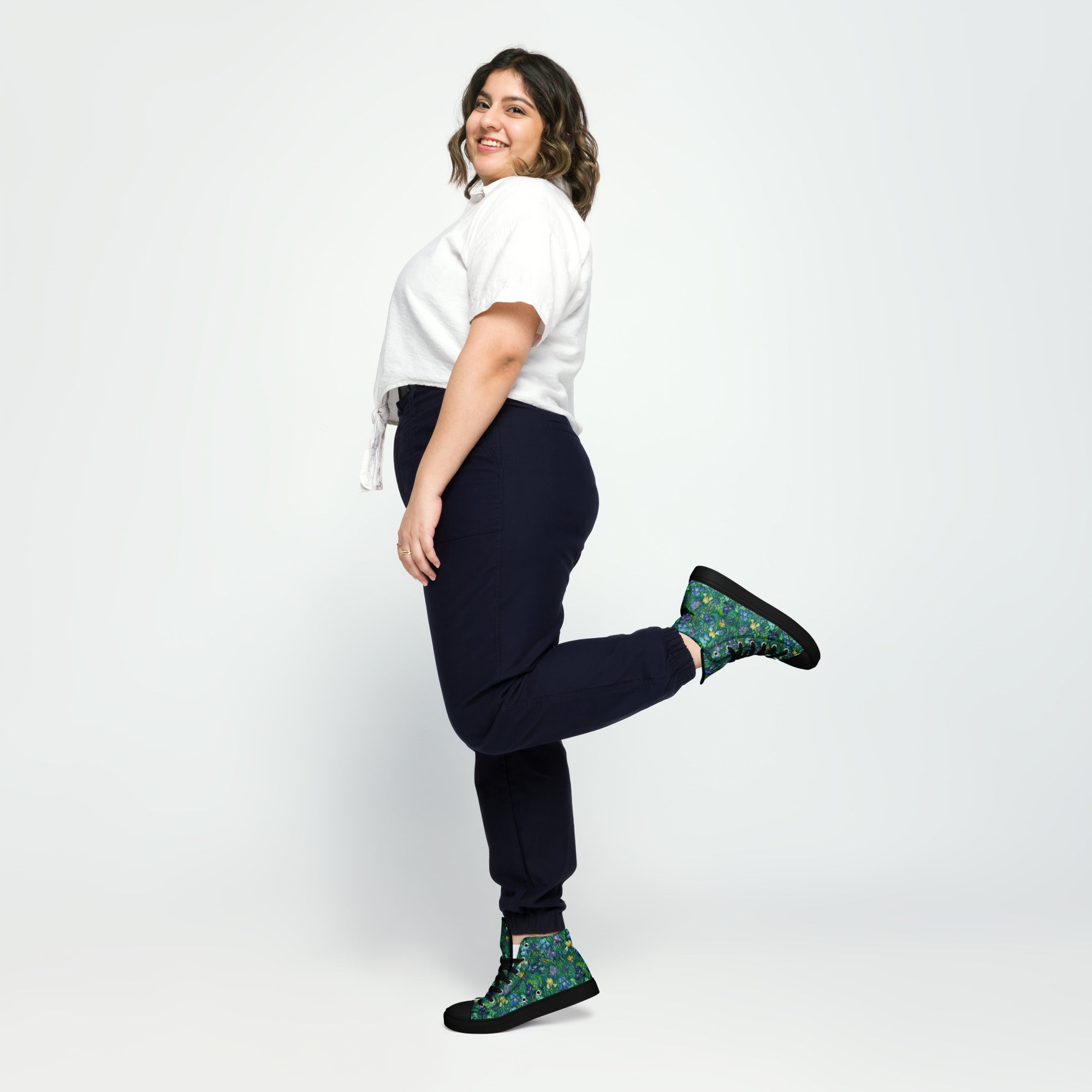 Vincent van Gogh 'Irises' High Top Shoes | Premium Art High Top Sneakers for Women