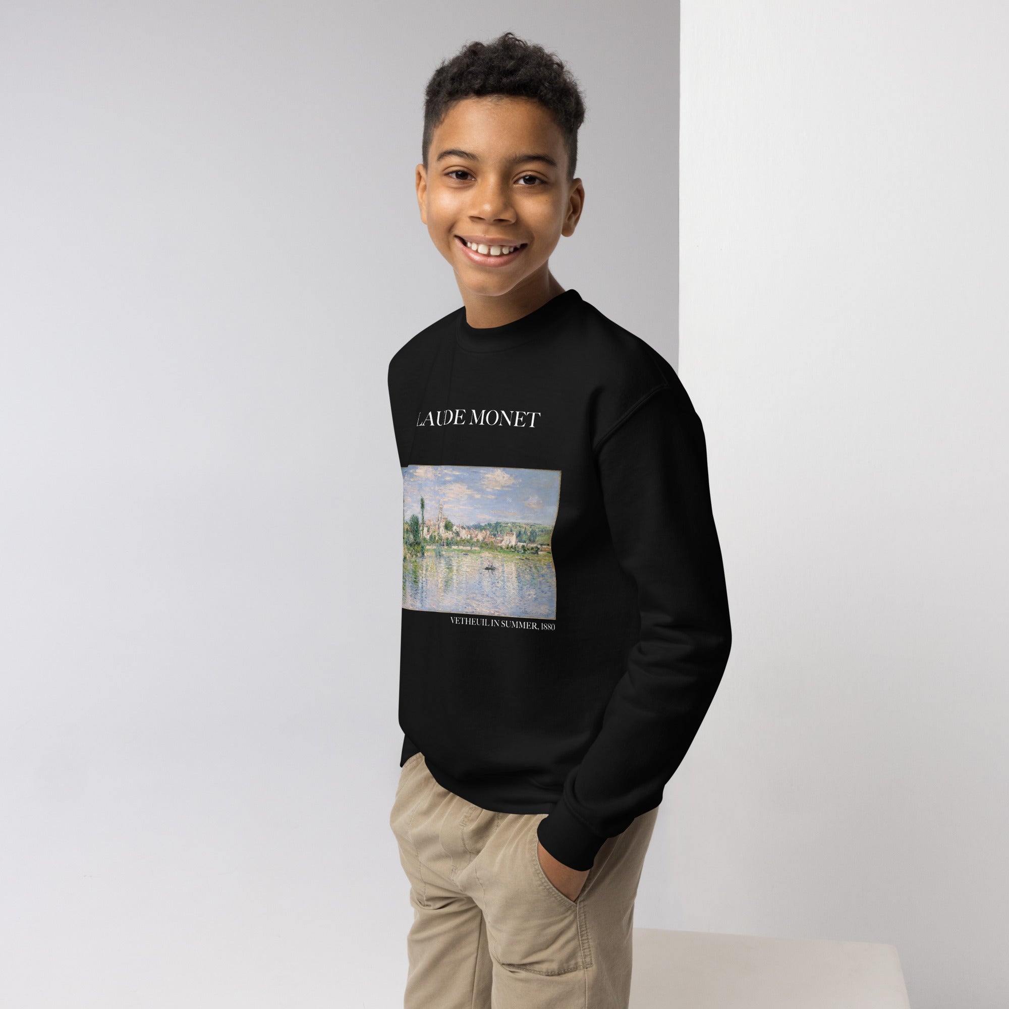Claude Monet 'Vetheuil in Summer' Famous Painting Crewneck Sweatshirt | Premium Youth Art Sweatshirt