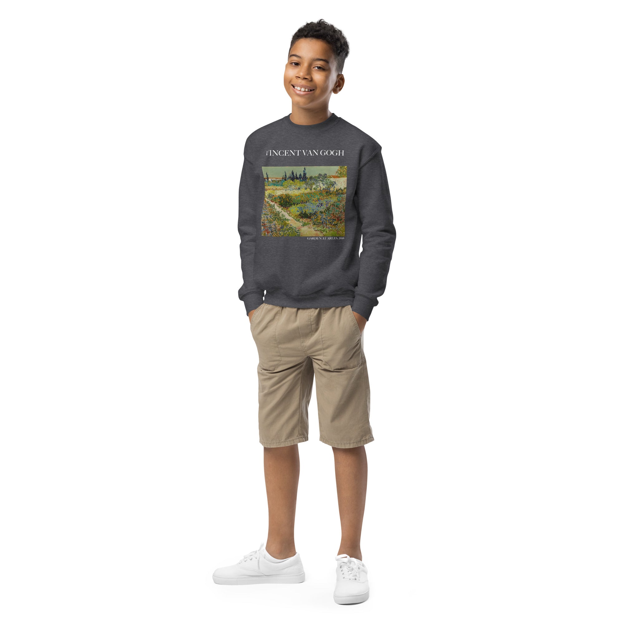 Vincent van Gogh 'Garden at Arles' Famous Painting Crewneck Sweatshirt | Premium Youth Art Sweatshirt