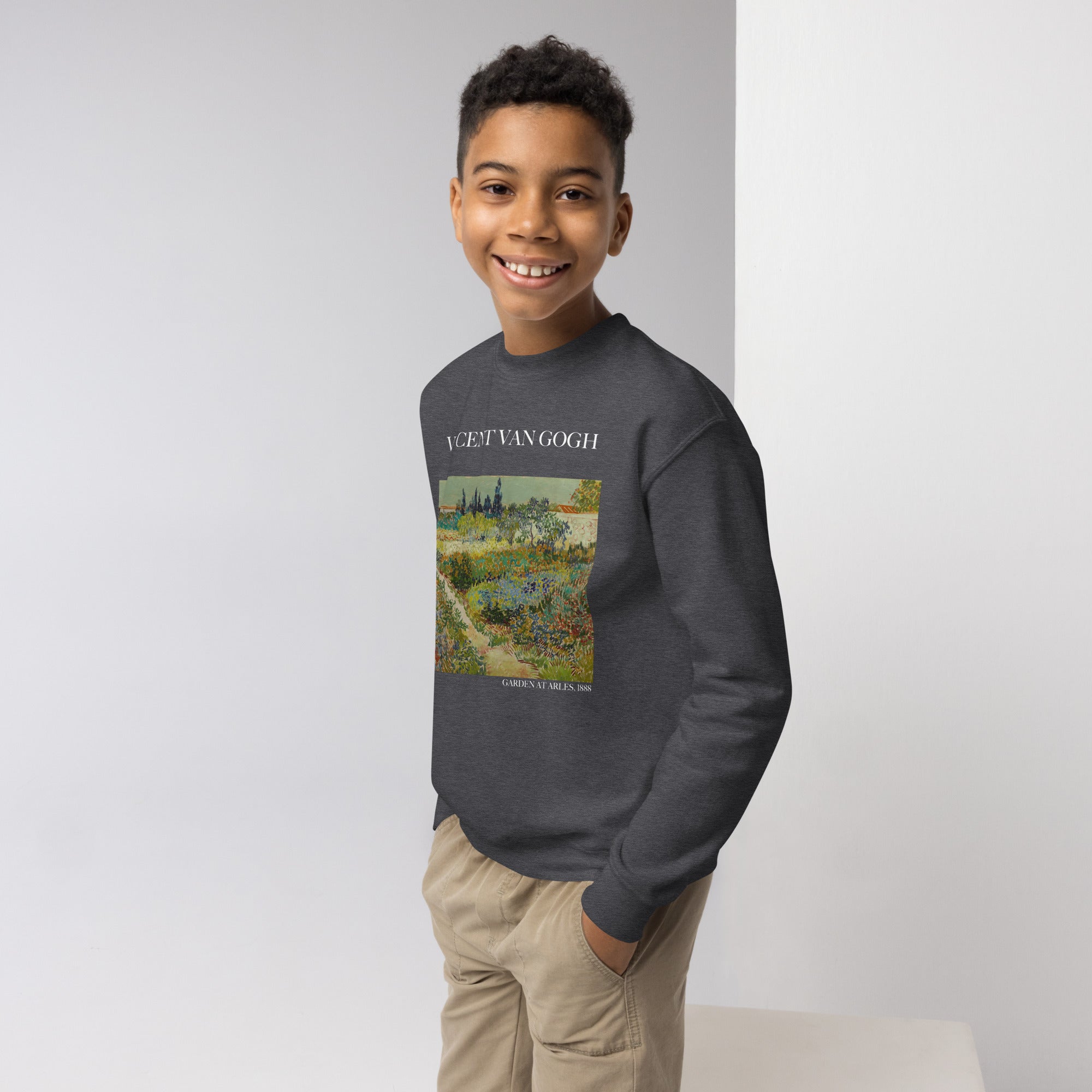 Vincent van Gogh 'Garden at Arles' Famous Painting Crewneck Sweatshirt | Premium Youth Art Sweatshirt