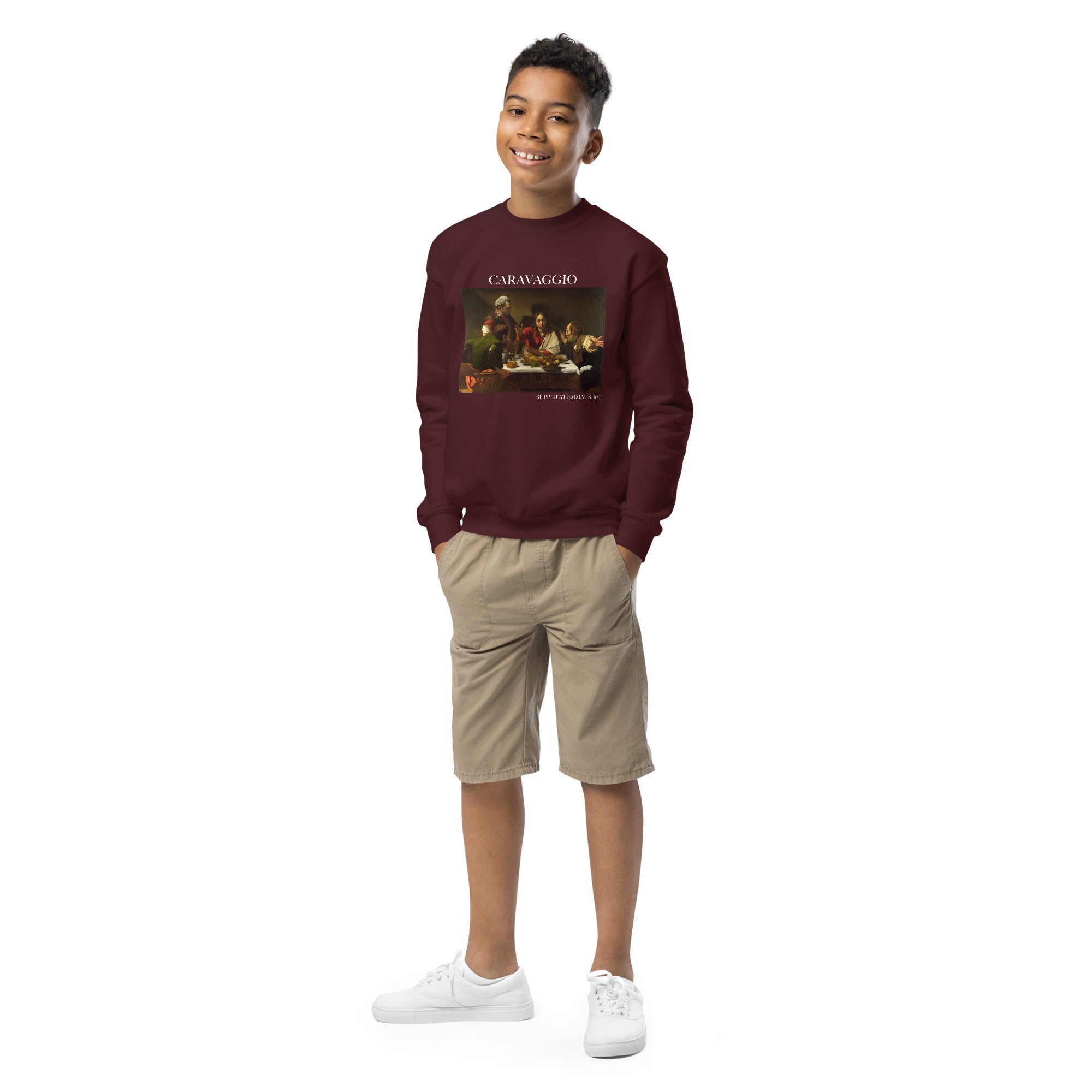 Caravaggio 'Supper at Emmaus' Famous Painting Crewneck Sweatshirt | Premium Youth Art Sweatshirt