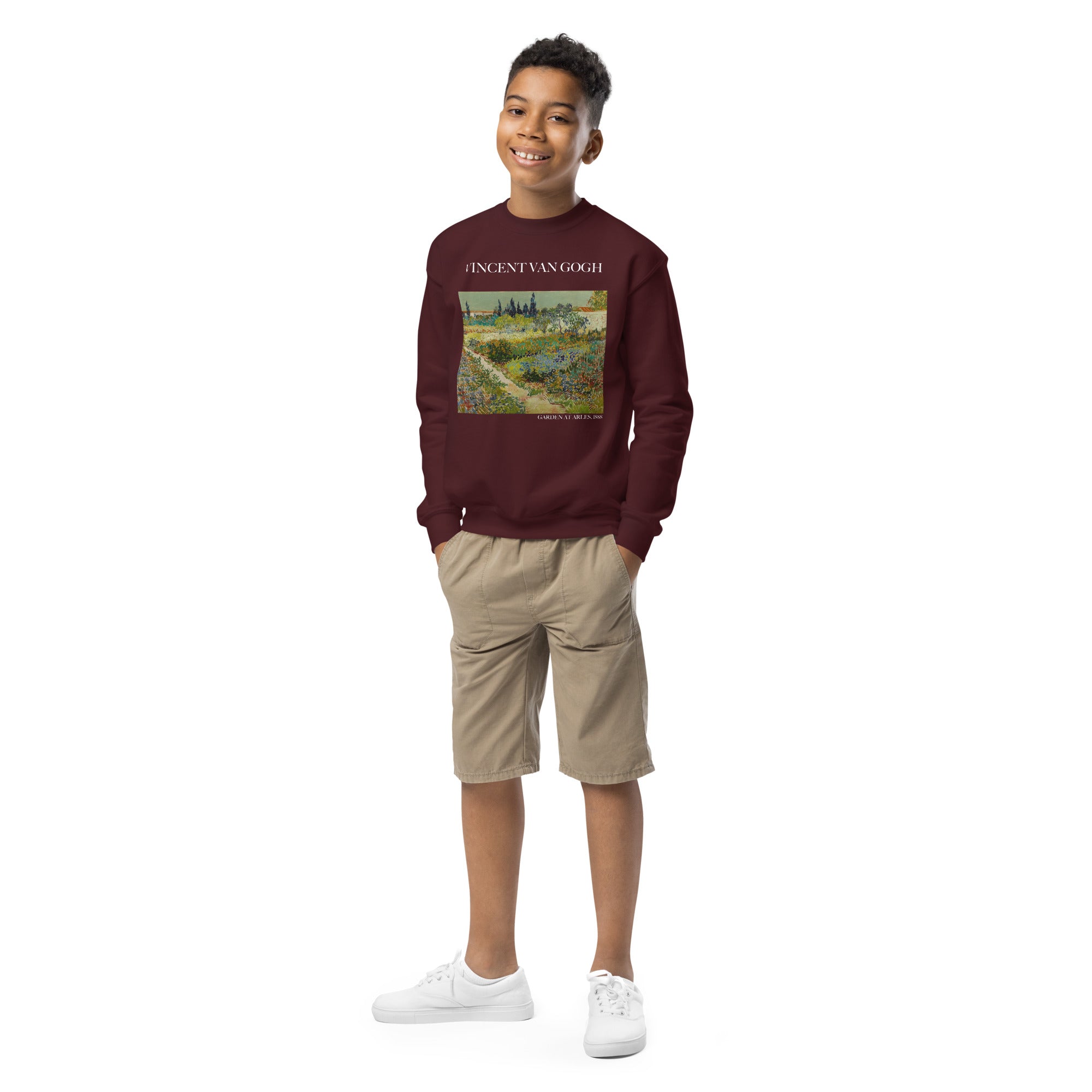 Vincent van Gogh 'Garden at Arles' Famous Painting Crewneck Sweatshirt | Premium Youth Art Sweatshirt