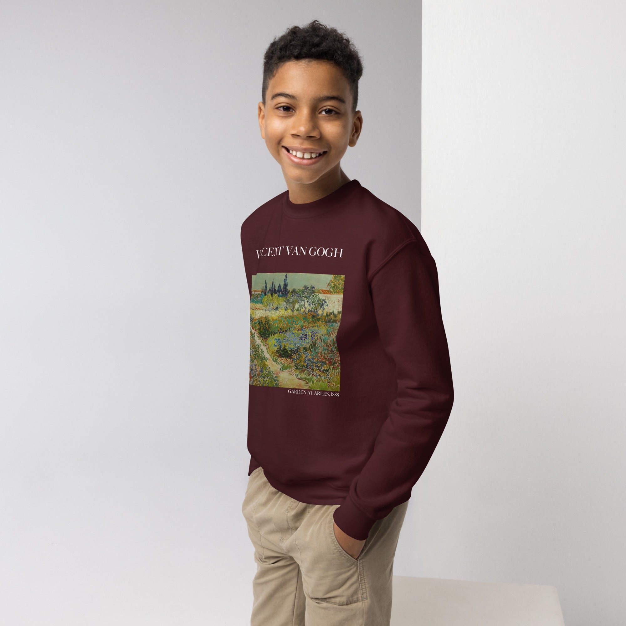 Vincent van Gogh 'Garden at Arles' Famous Painting Crewneck Sweatshirt | Premium Youth Art Sweatshirt