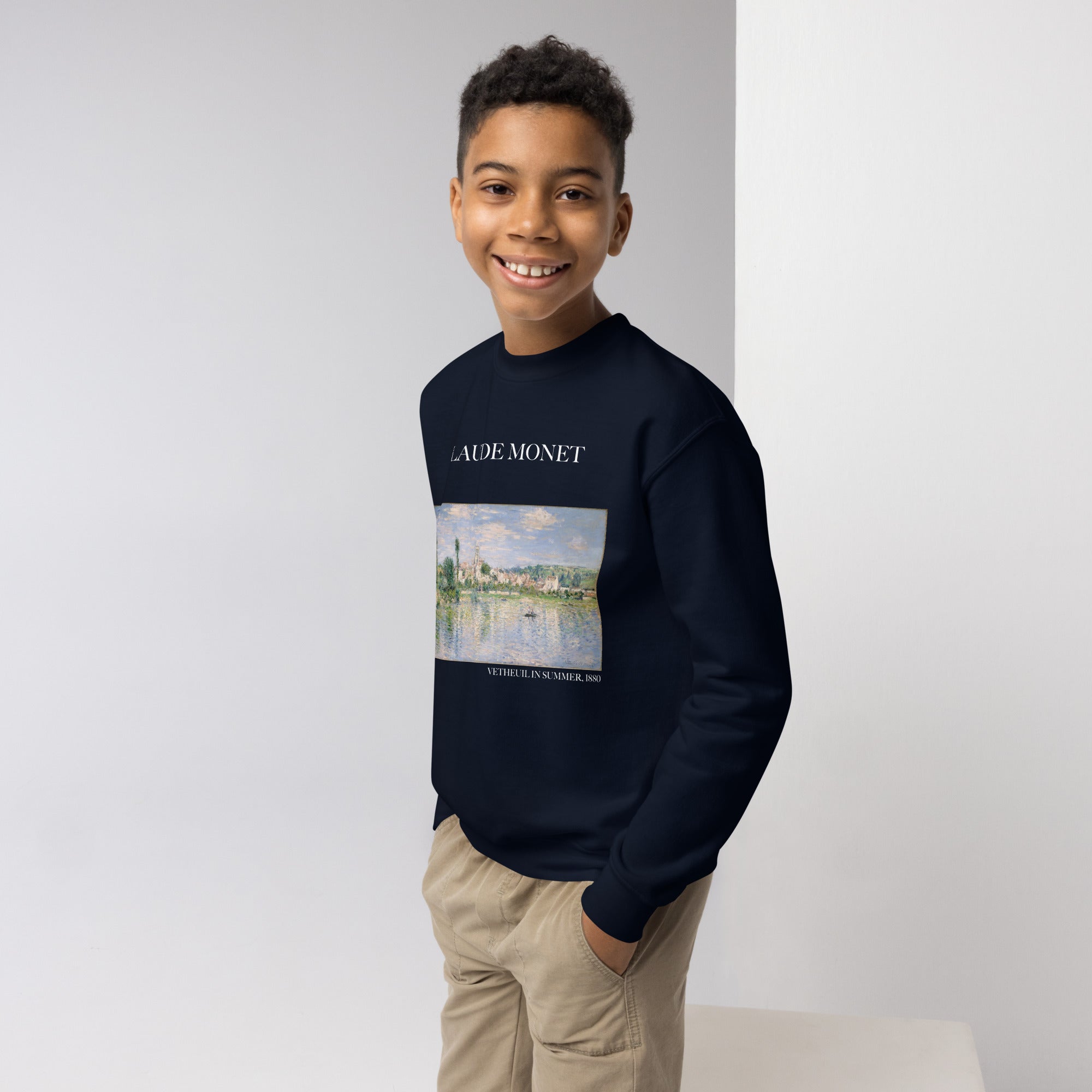 Claude Monet 'Vetheuil in Summer' Famous Painting Crewneck Sweatshirt | Premium Youth Art Sweatshirt