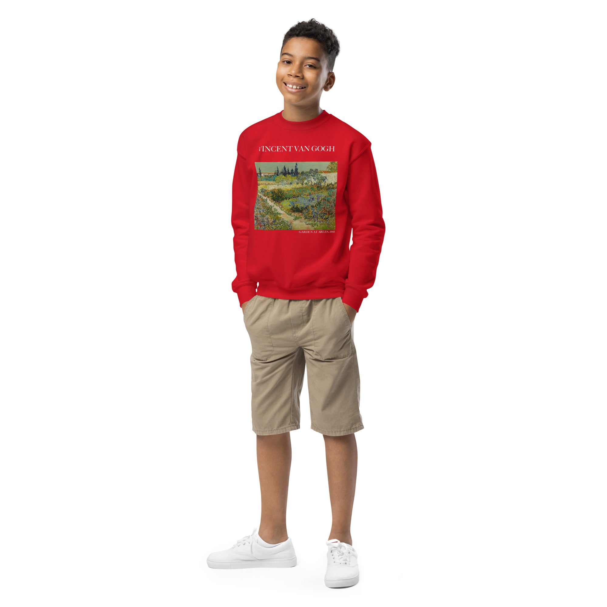 Vincent van Gogh 'Garden at Arles' Famous Painting Crewneck Sweatshirt | Premium Youth Art Sweatshirt