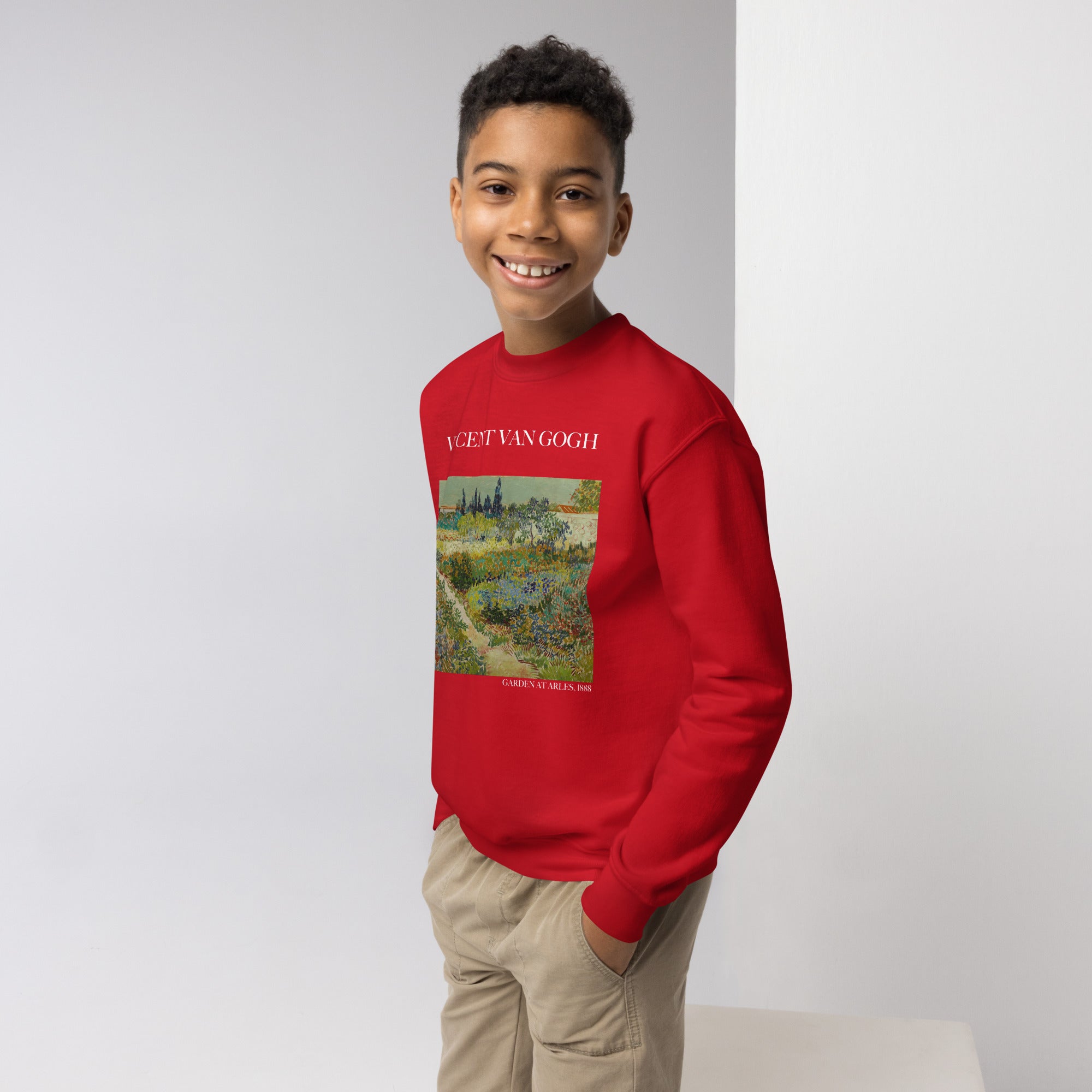 Vincent van Gogh 'Garden at Arles' Famous Painting Crewneck Sweatshirt | Premium Youth Art Sweatshirt