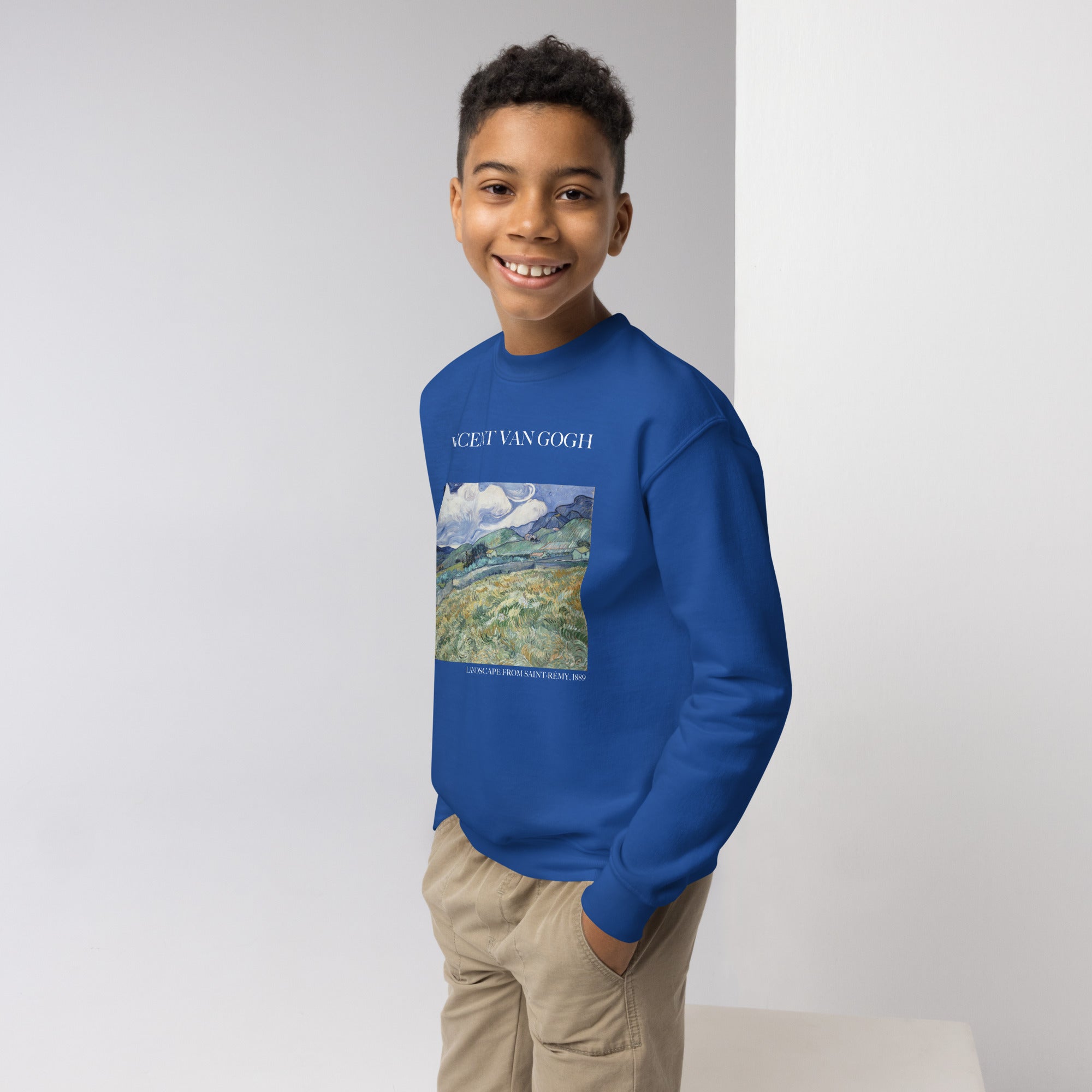 Vincent van Gogh 'Landscape from Saint-Rémy' Famous Painting Crewneck Sweatshirt | Premium Youth Art Sweatshirt