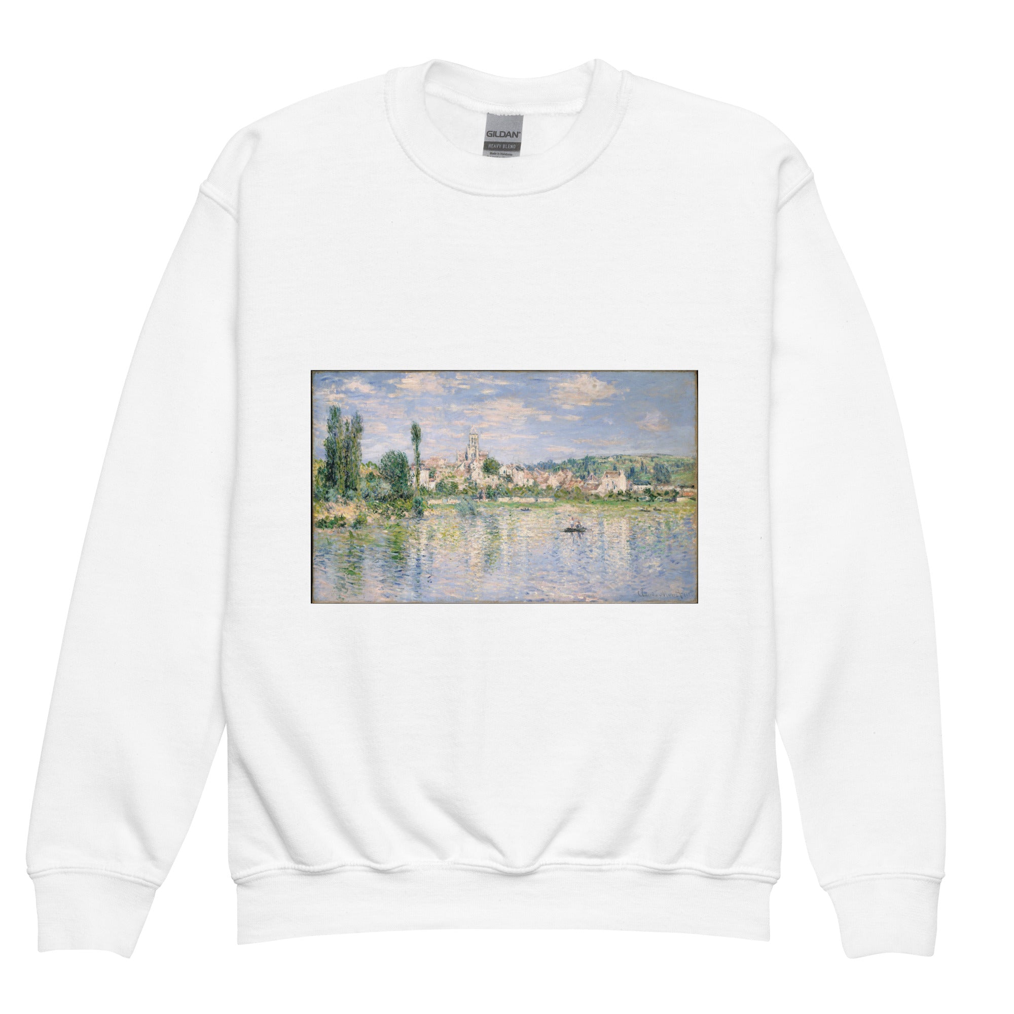 Claude Monet 'Vetheuil in Summer' Famous Painting Crewneck Sweatshirt | Premium Youth Art Sweatshirt