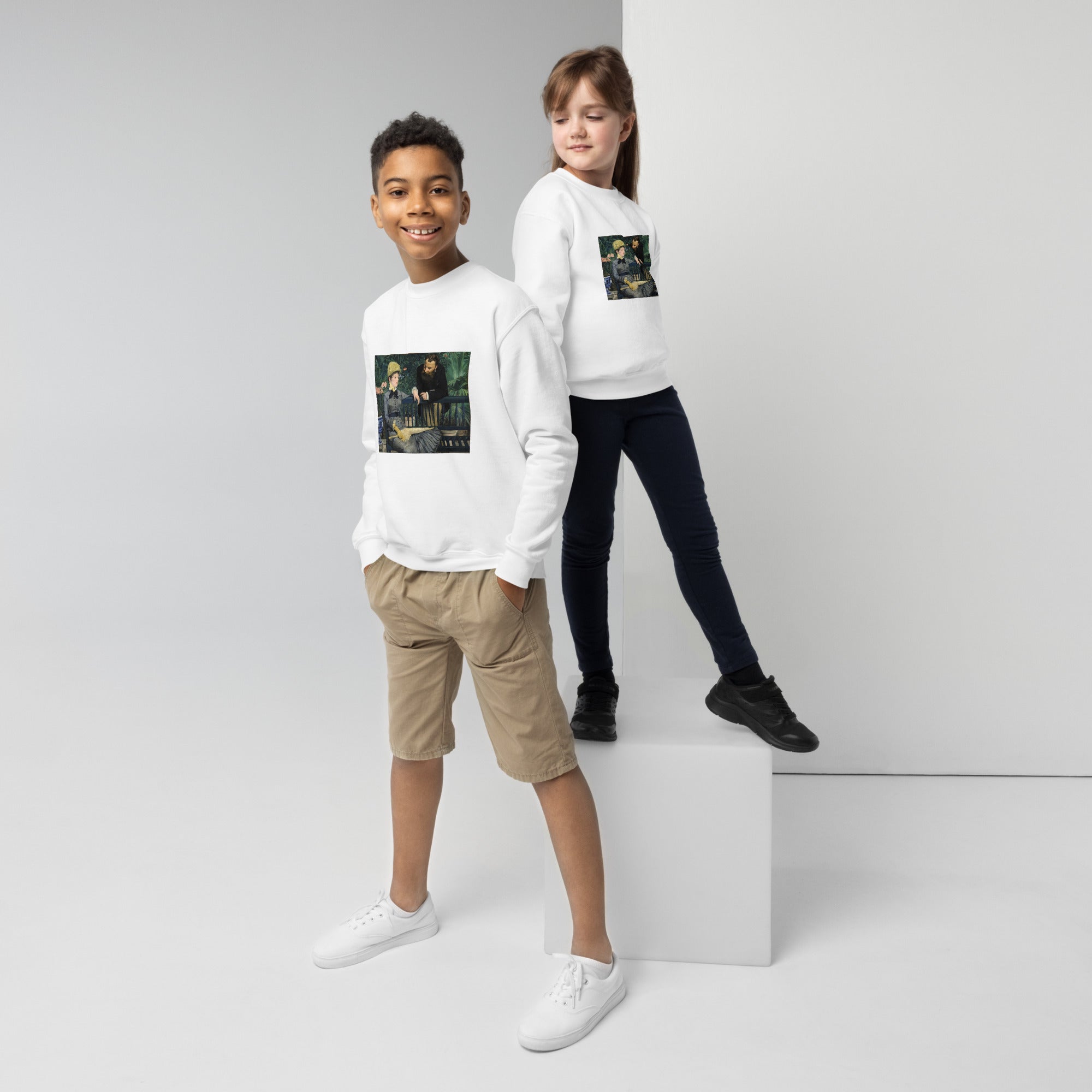 Édouard Manet 'In the Conservatory' Famous Painting Crewneck Sweatshirt | Premium Youth Art Sweatshirt