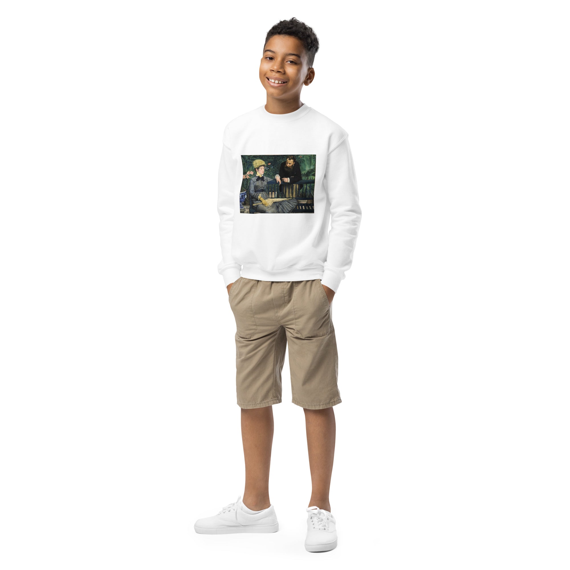Édouard Manet 'In the Conservatory' Famous Painting Crewneck Sweatshirt | Premium Youth Art Sweatshirt