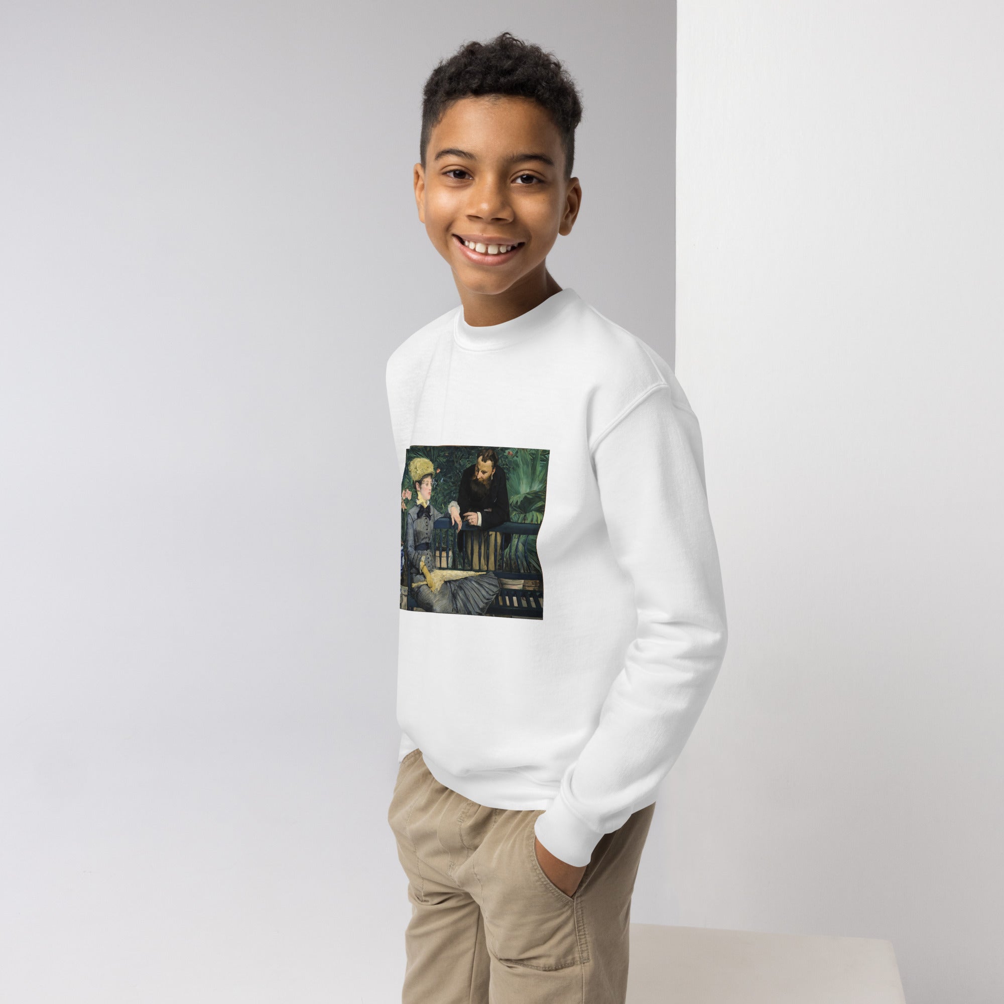 Édouard Manet 'In the Conservatory' Famous Painting Crewneck Sweatshirt | Premium Youth Art Sweatshirt