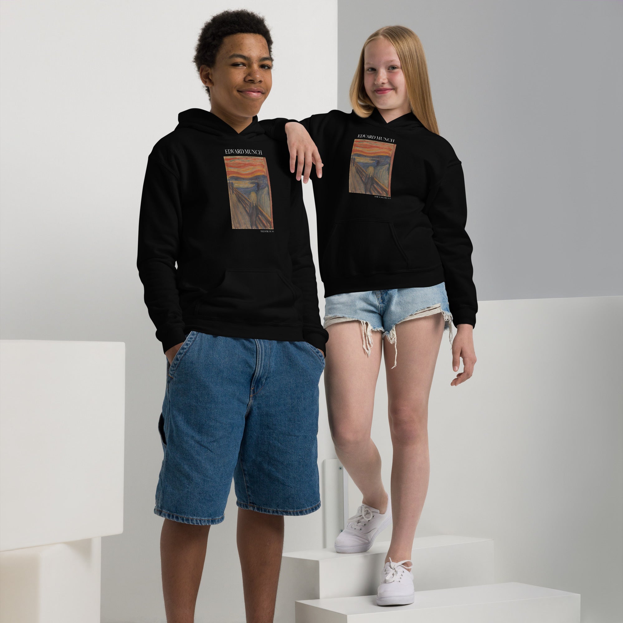 Edvard Munch 'The Scream' beroemde schilderij hoodie | Premium jeugdkunsthoodie