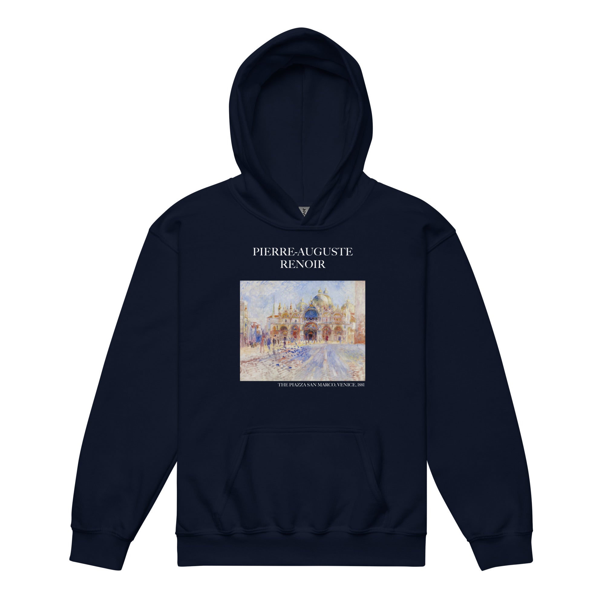 Kapuzenpullover mit berühmtem Gemälde „Der Markusplatz, Venedig“ von Pierre-Auguste Renoir | Premium-Kunst-Kapuzenpullover für Jugendliche