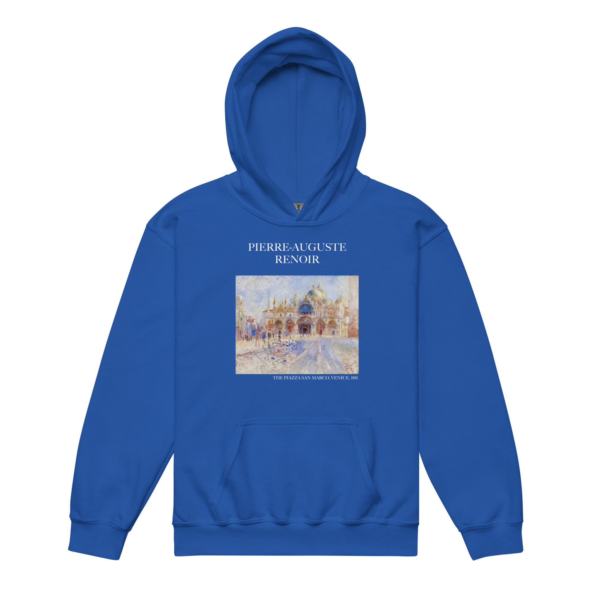 Kapuzenpullover mit berühmtem Gemälde „Der Markusplatz, Venedig“ von Pierre-Auguste Renoir | Premium-Kunst-Kapuzenpullover für Jugendliche