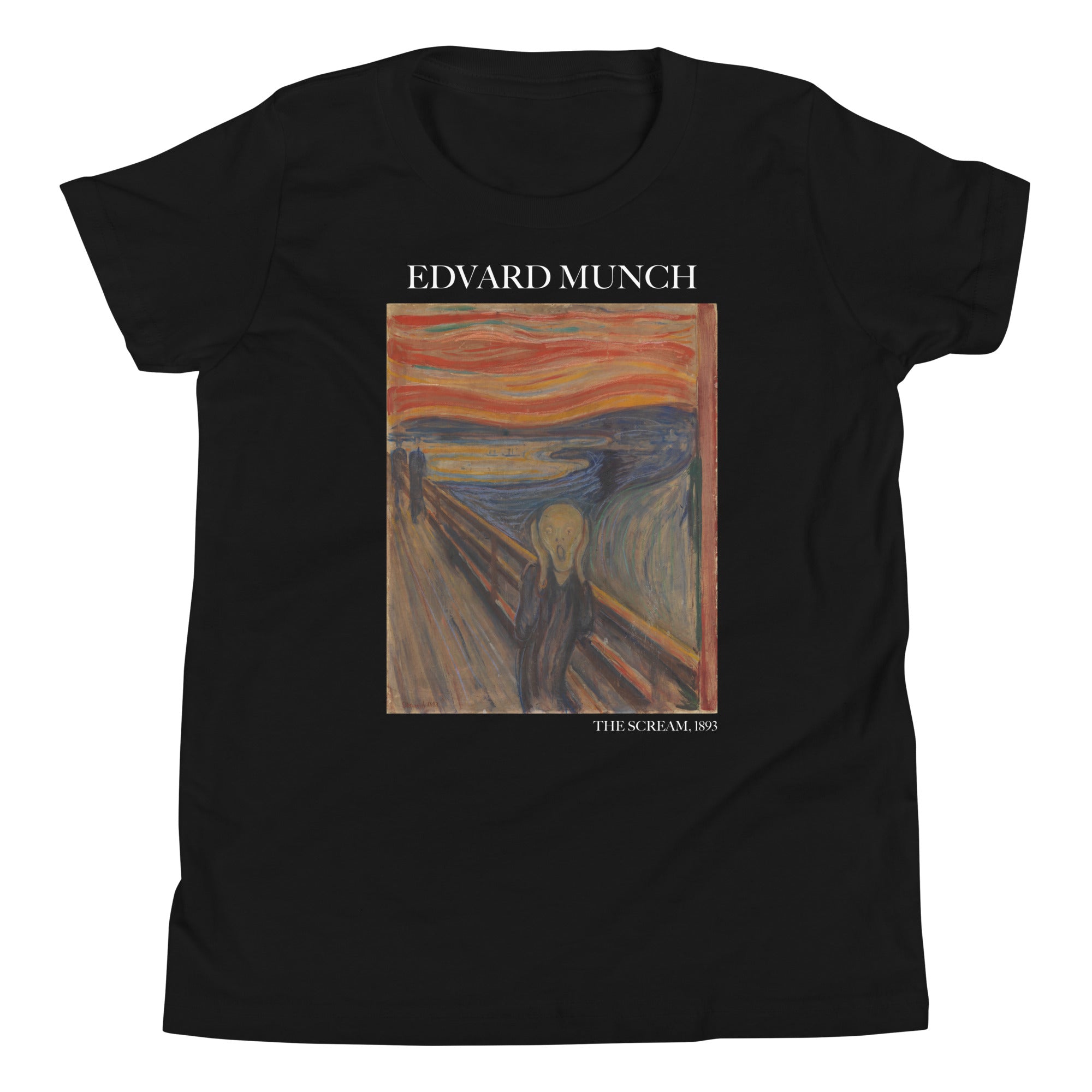 Edvard Munch 'The Scream' beroemd schilderij T-shirt met korte mouwen | Premium jeugdkunst-T-shirt