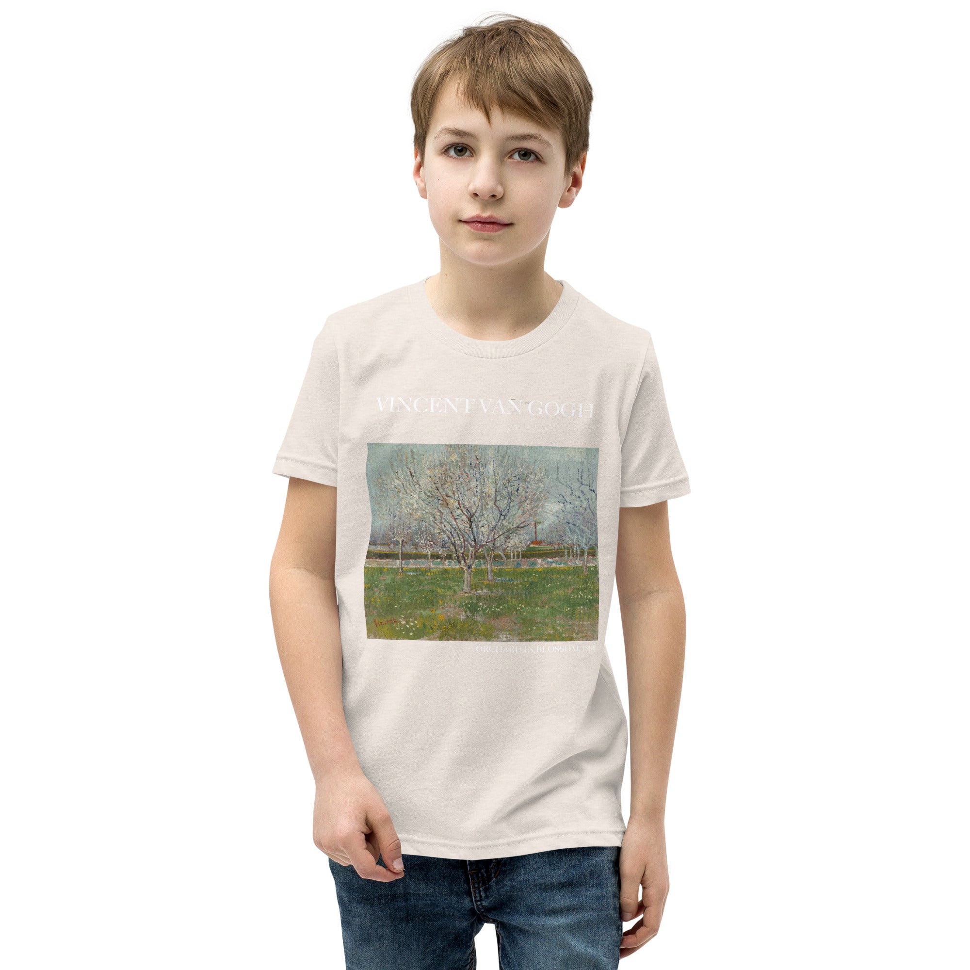 Vincent van Gogh „Blühender Obstgarten“, berühmtes Gemälde, kurzärmeliges T-Shirt | Premium-Kunst-T-Shirt für Jugendliche