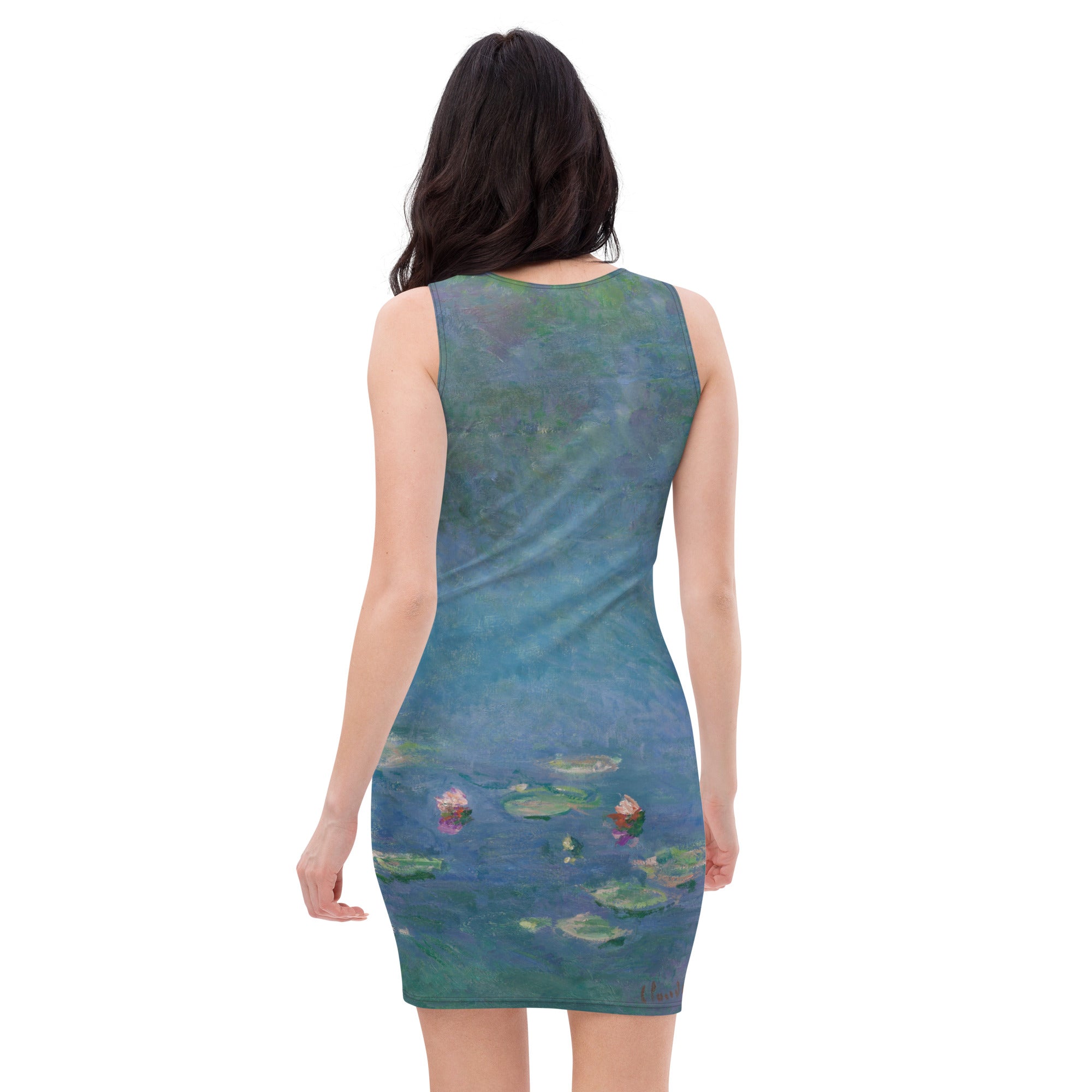 Claude Monet „Seerosen“ Berühmtes Gemälde Figurbetontes Kleid | Hochwertiges Kunstkleid