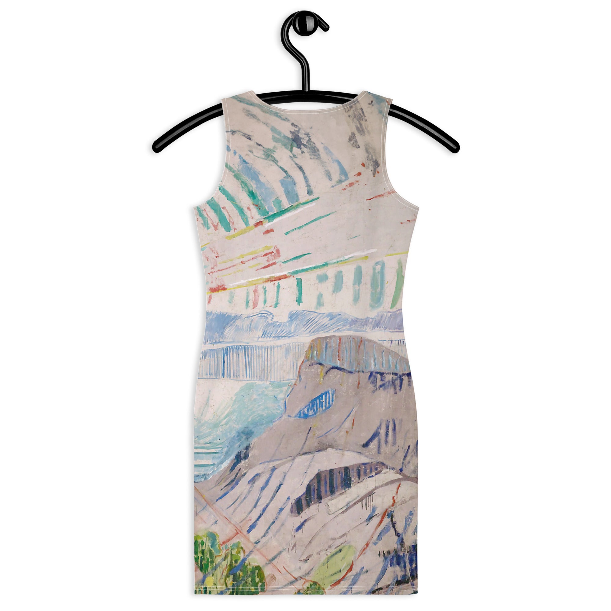 Edvard Munchs berühmtes Gemälde „Die Sonne“, figurbetontes Kleid | Hochwertiges Kunstkleid