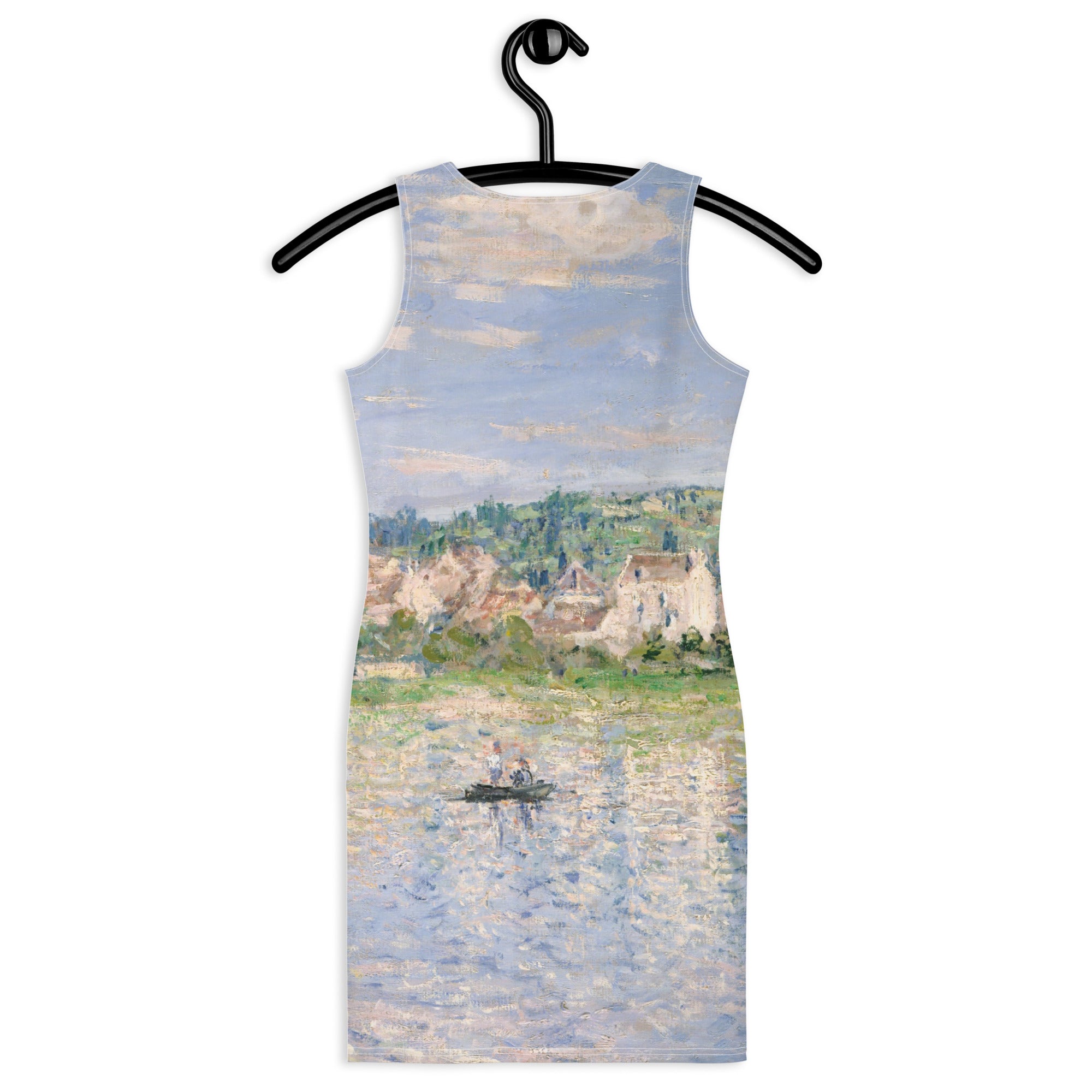 Claude Monet „Vetheuil im Sommer“ Berühmtes Gemälde Figurbetontes Kleid | Hochwertiges Kunstkleid