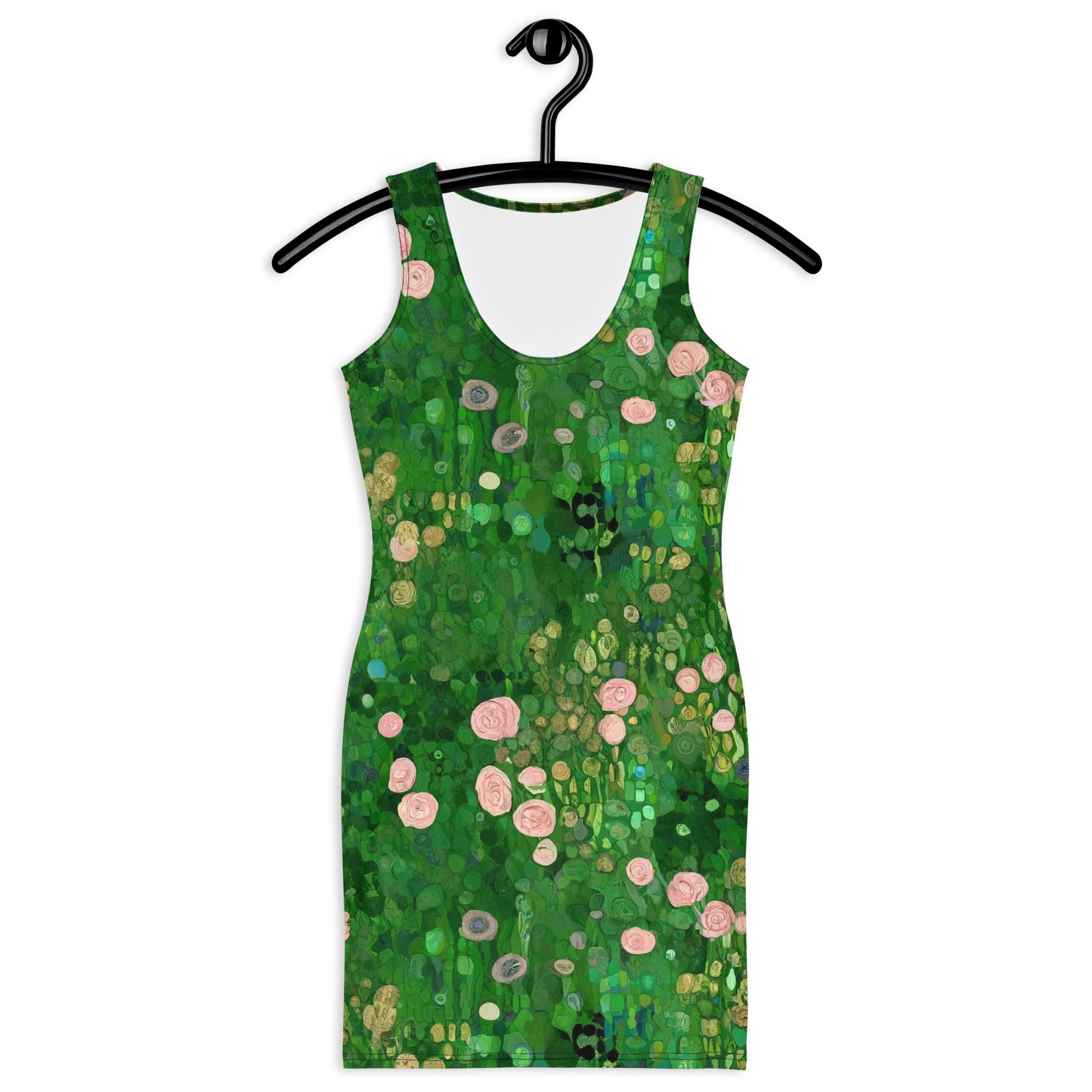 Gustav Klimt 'Rosebushes under the Trees' Famous Painting Bodycon Dress | Premium Art Dress