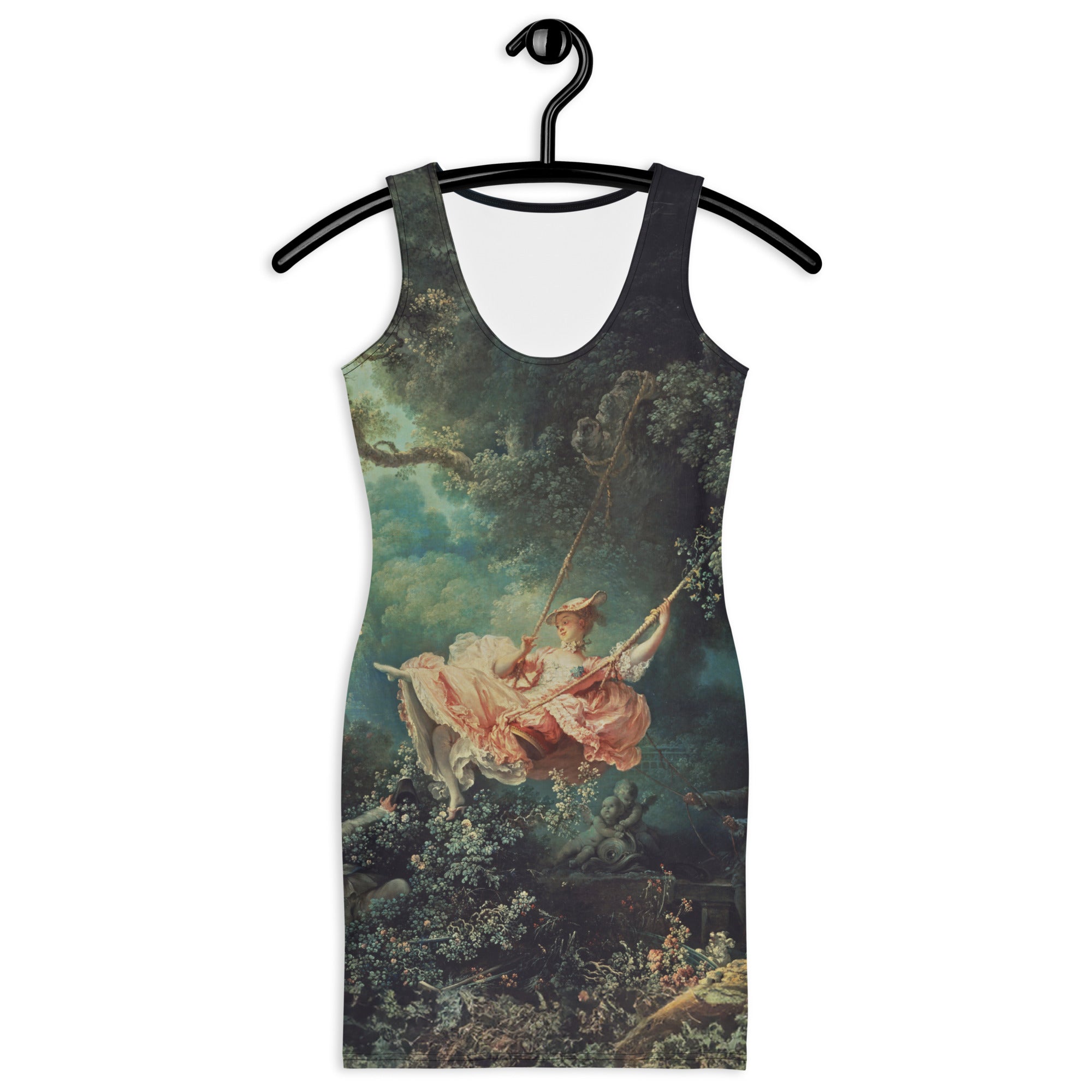 Figurbetontes Kleid „Die Schaukel“ von Jean-Honoré Fragonard, berühmtes Gemälde | Hochwertiges Kunstkleid 