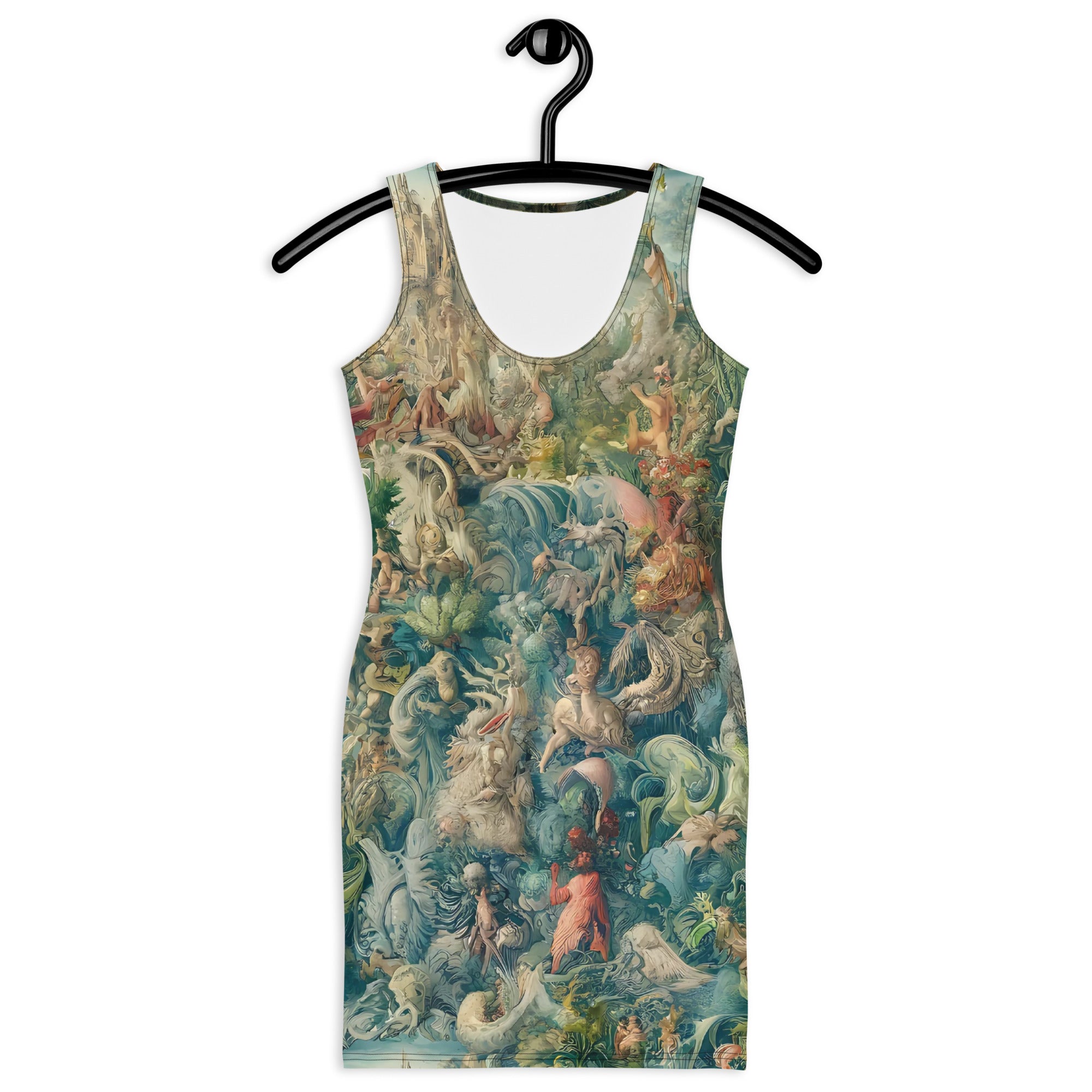 Hieronymus Bosch – Berühmtes Gemälde „Der Garten der Lüste“ – Figurbetontes Kleid | Hochwertiges Kunstkleid
